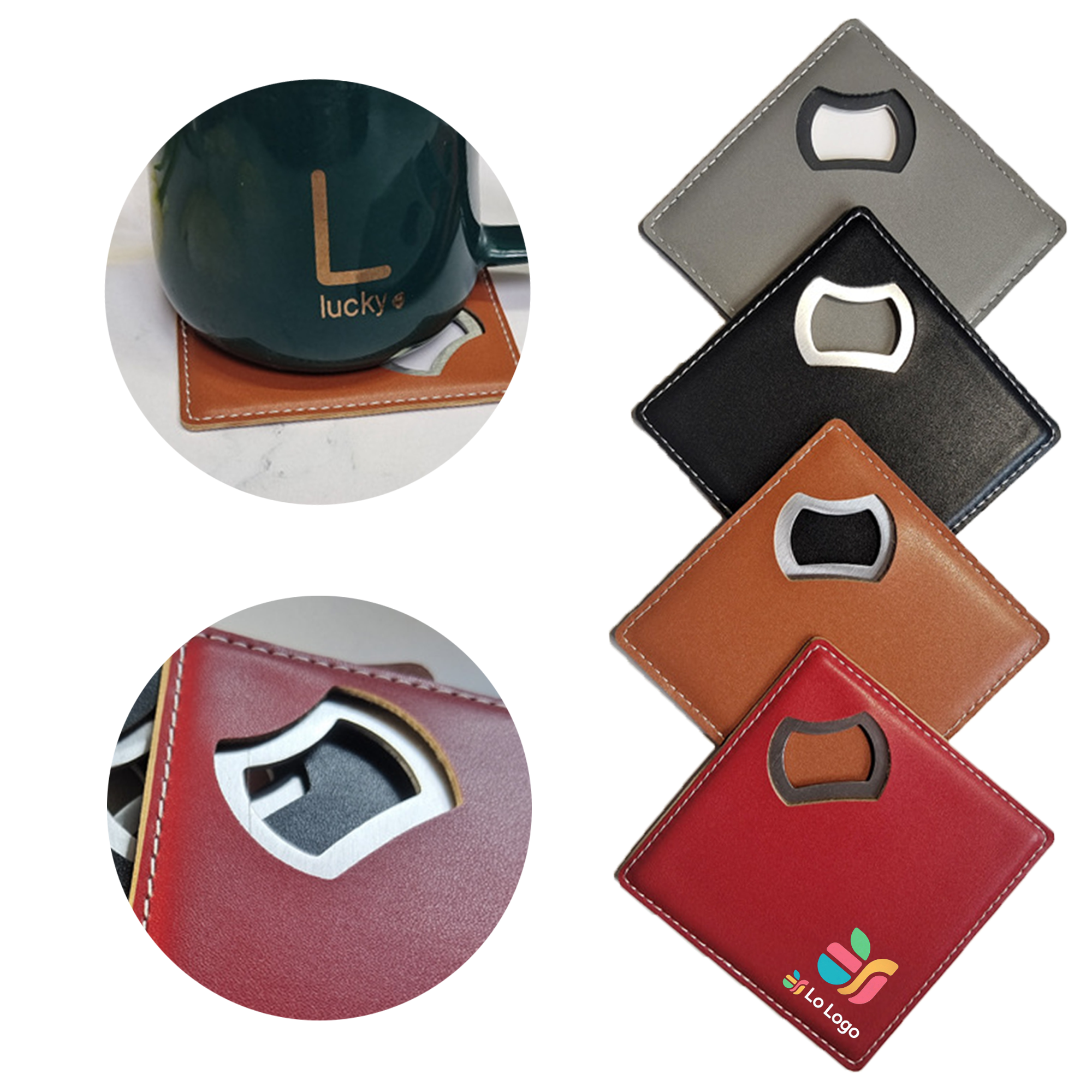 PU Leather Square Drink Coaster 2