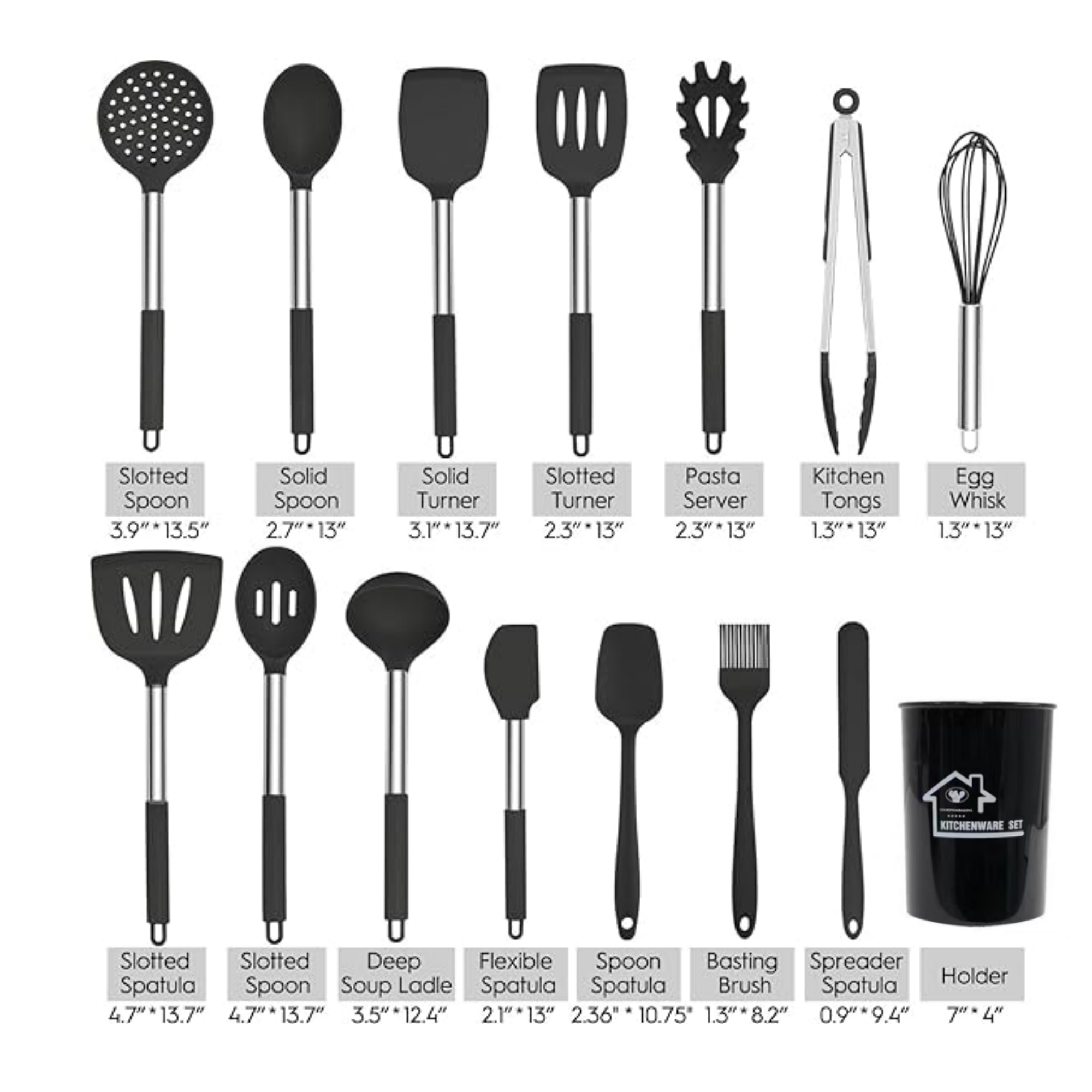 15 Pcs Silicone Kitchen Utensils Set 4