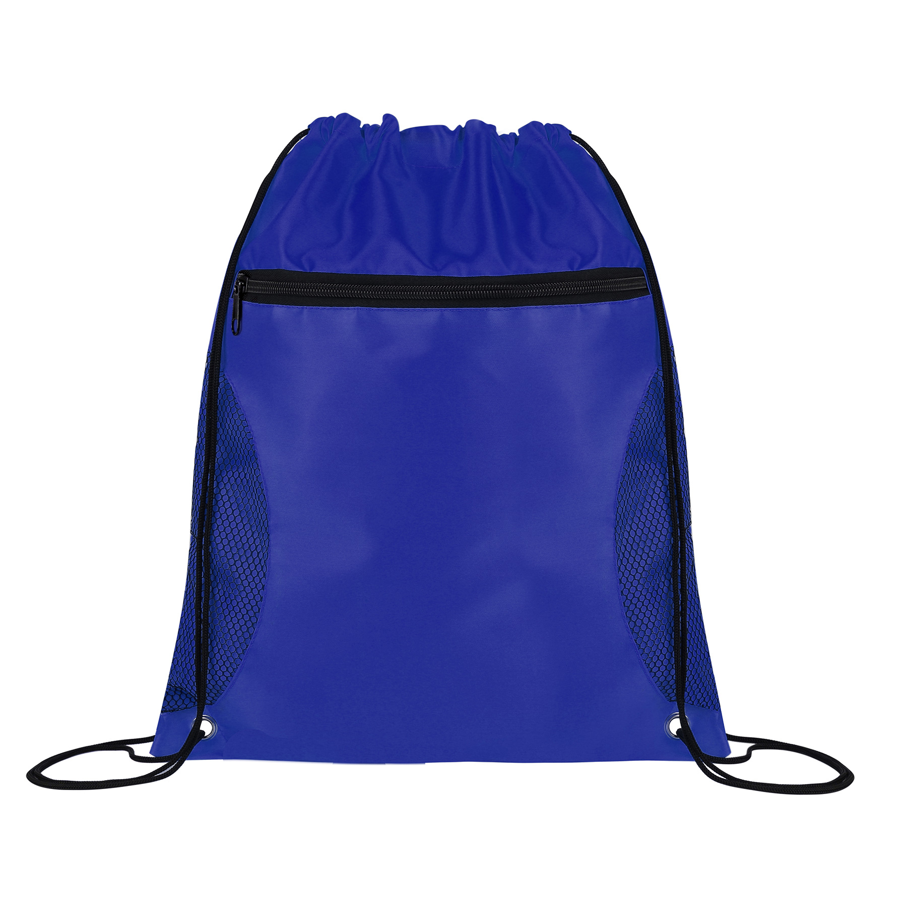 Drawstring Sports Backpack With Mesh-Sided Front Zipper Pocket 4