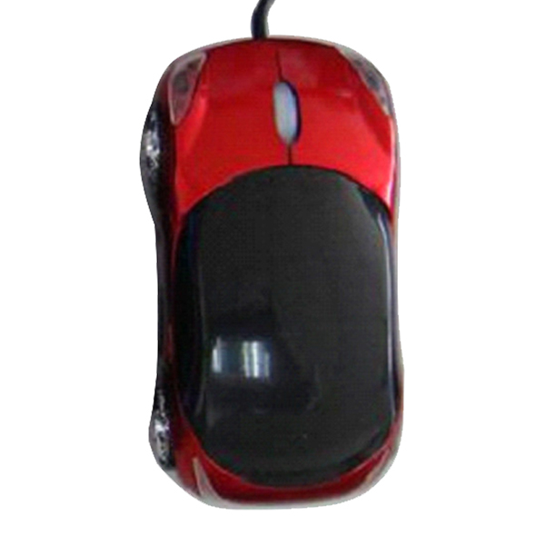 Sporty Car Optical Mouse w/ Headlights & Black Trim Wired 9