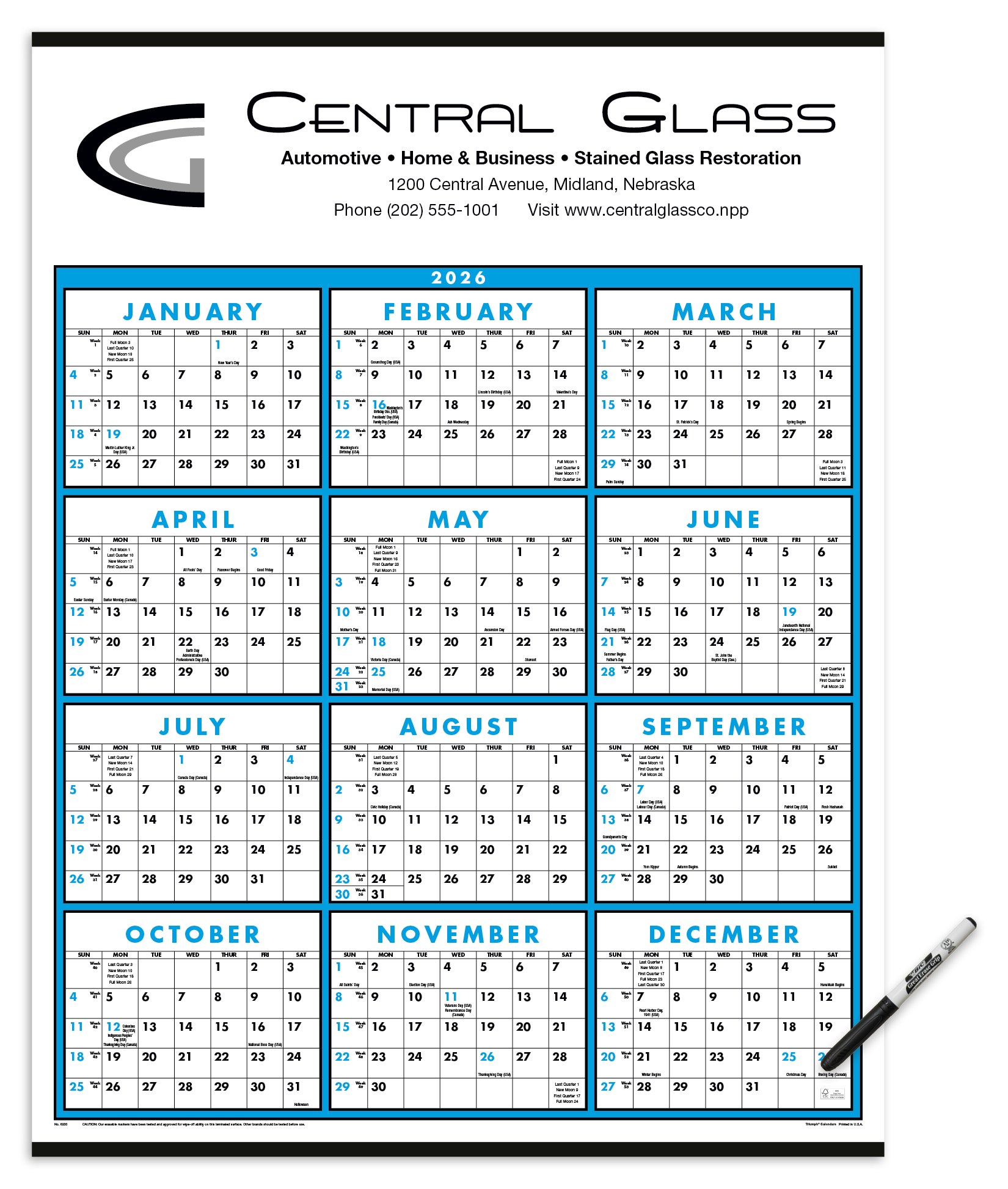 Triumph® Calendars Span-A-Year (Laminated with Marker) Calendar 17