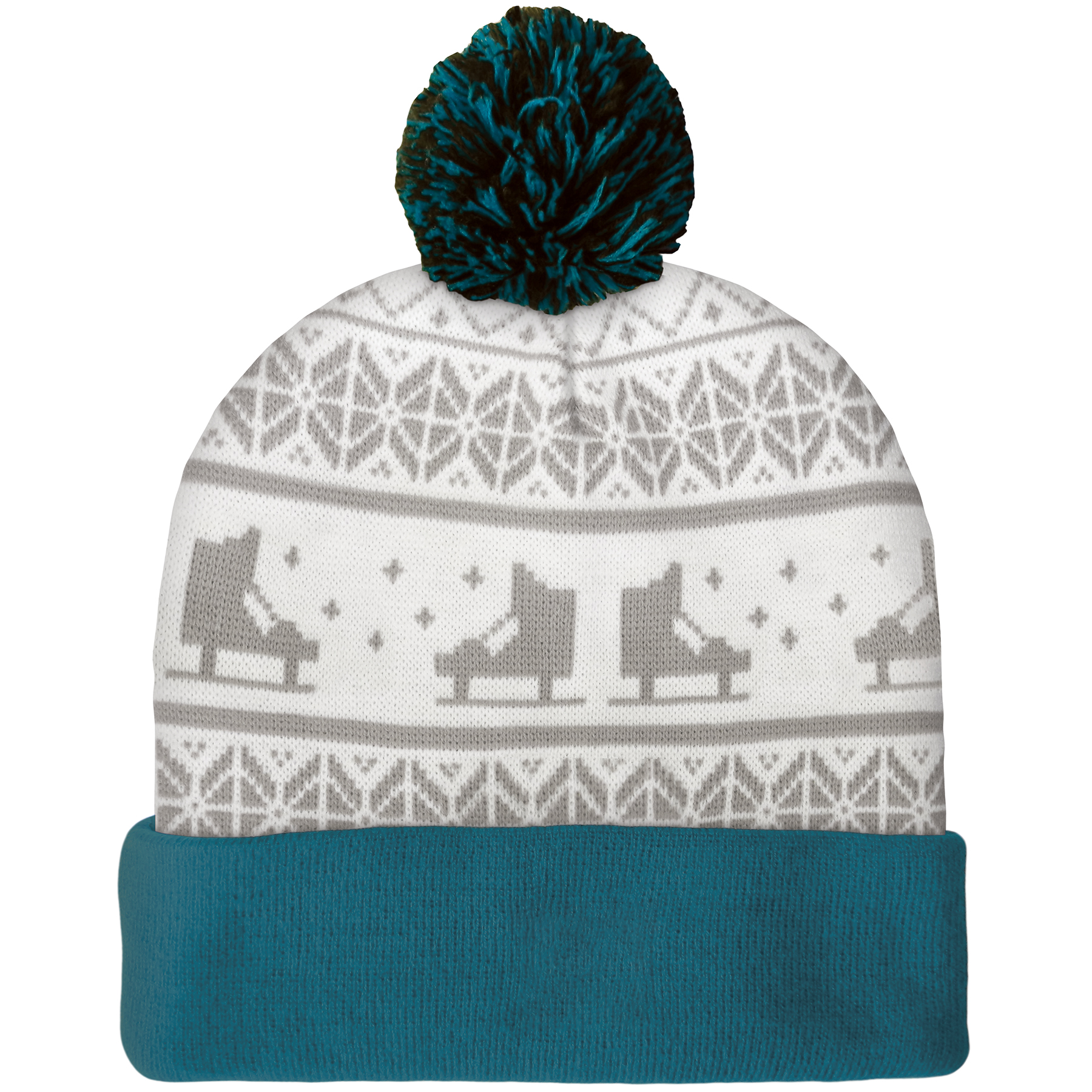 Knit Beanie with Pom and Cuff (No Logo) 2