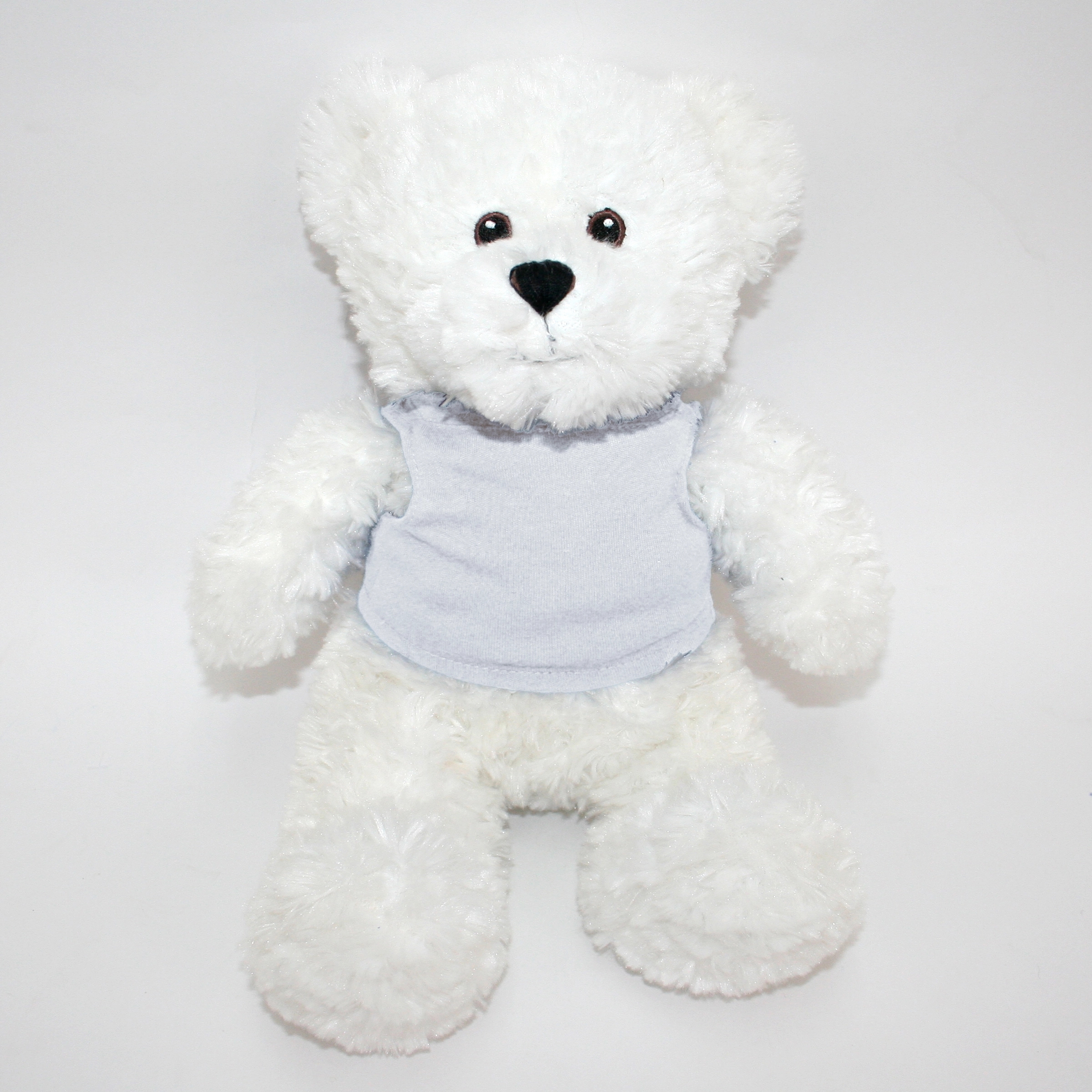 12" White Bear with Embroidered Eyes 10