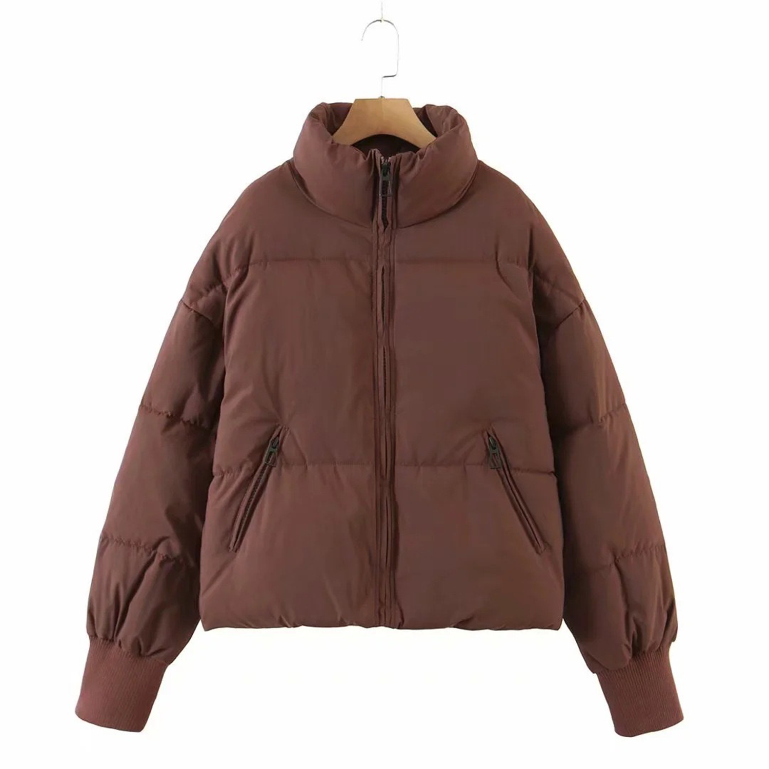 Women's Winter Long Sleeve Zip Puffer Jacket 4