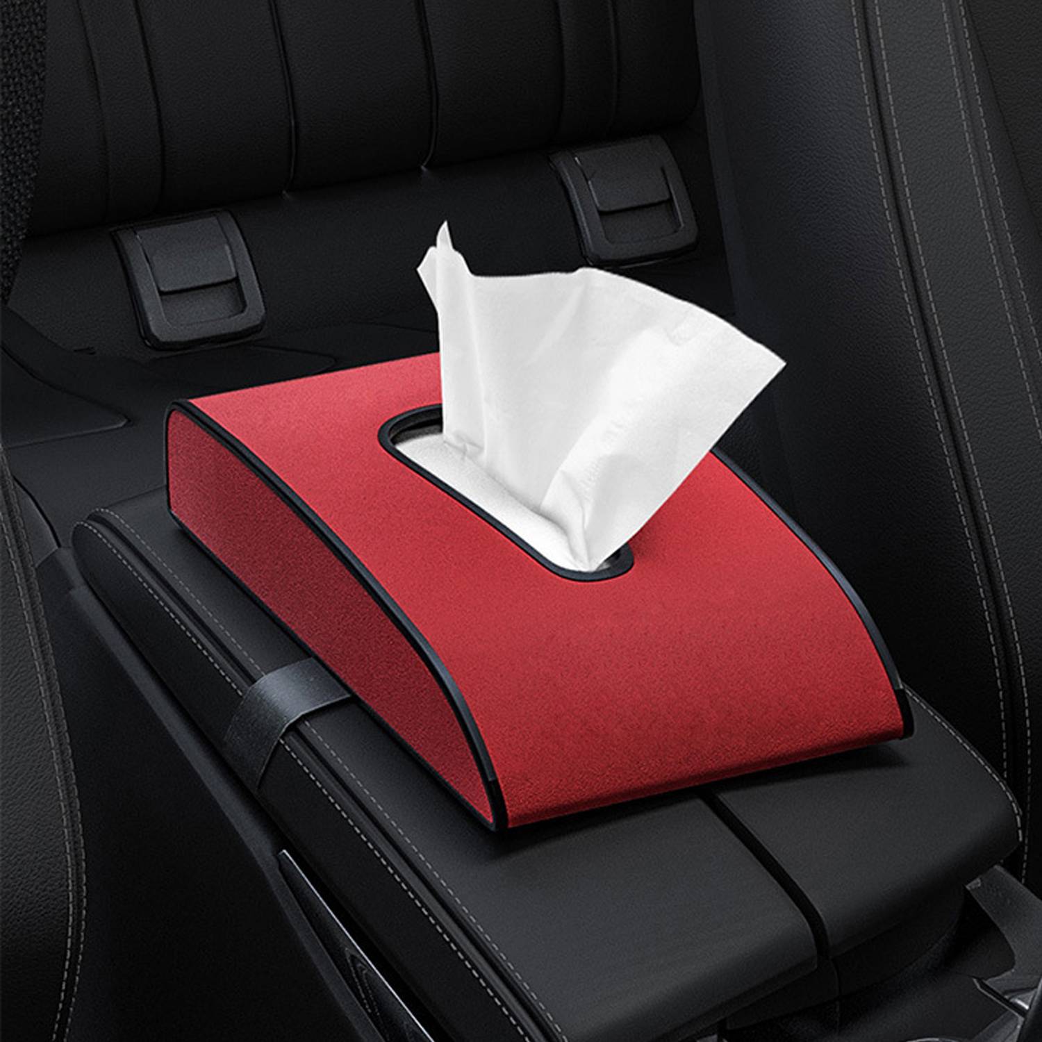 Multi Functional Armrest Backrest Suede Car Tissue Box 5