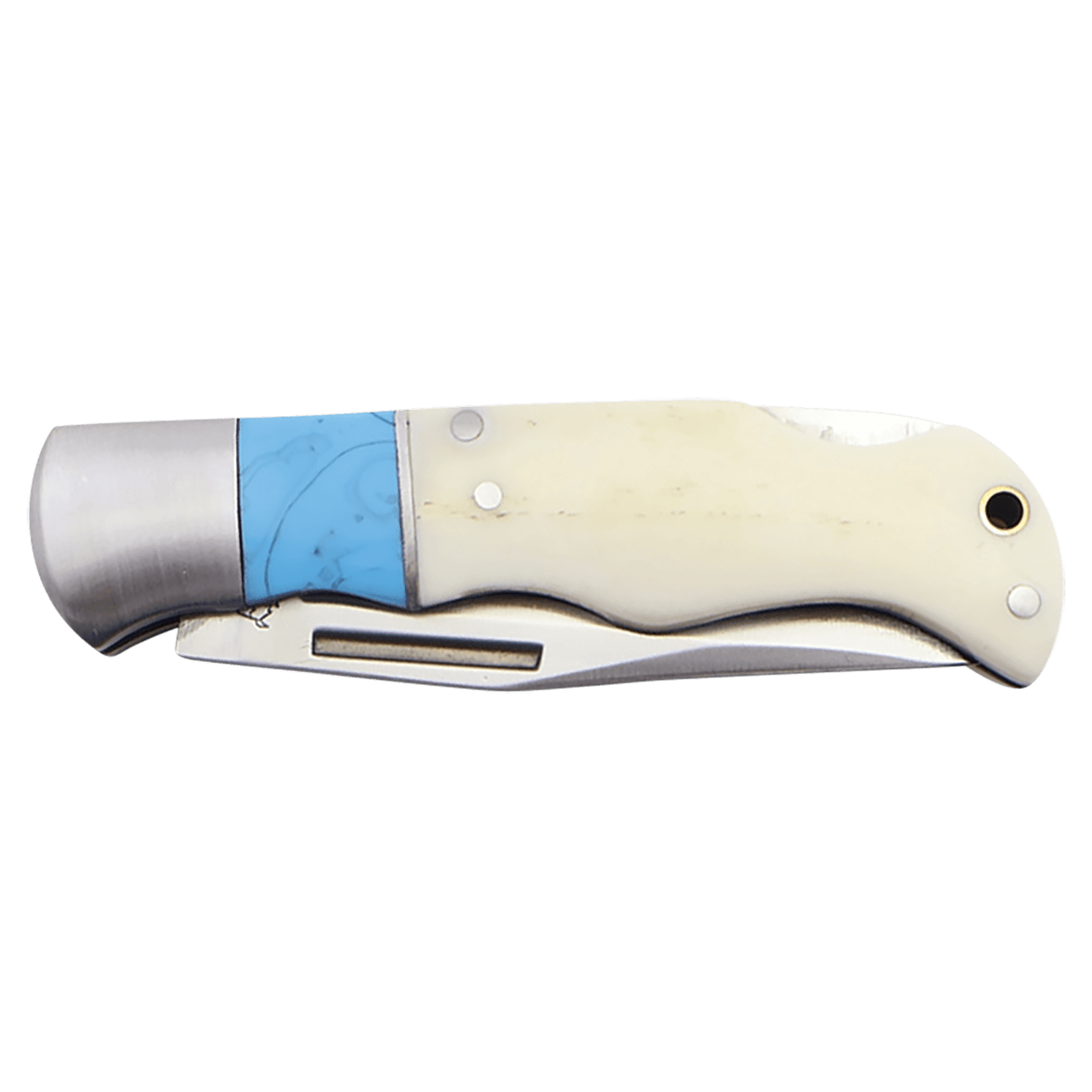 Bison River 3.5" Blue/Bone Folding Knife 3