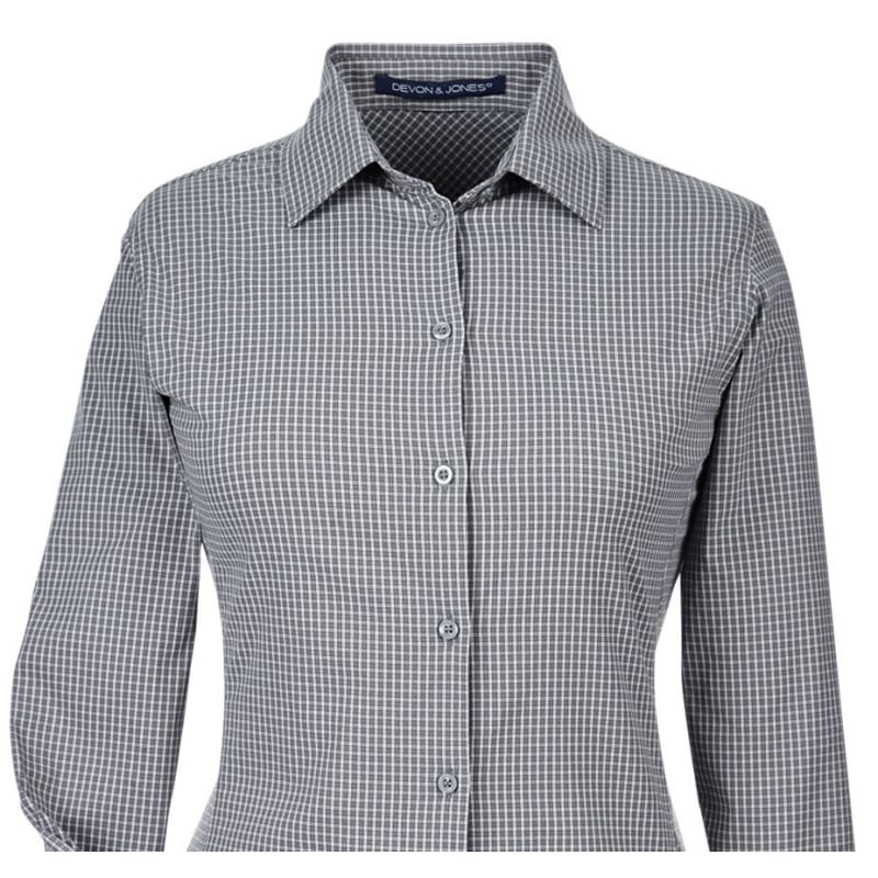 Devon & Jones CrownLux Performance™ Ladies' Tonal Mini Check Shirt 9