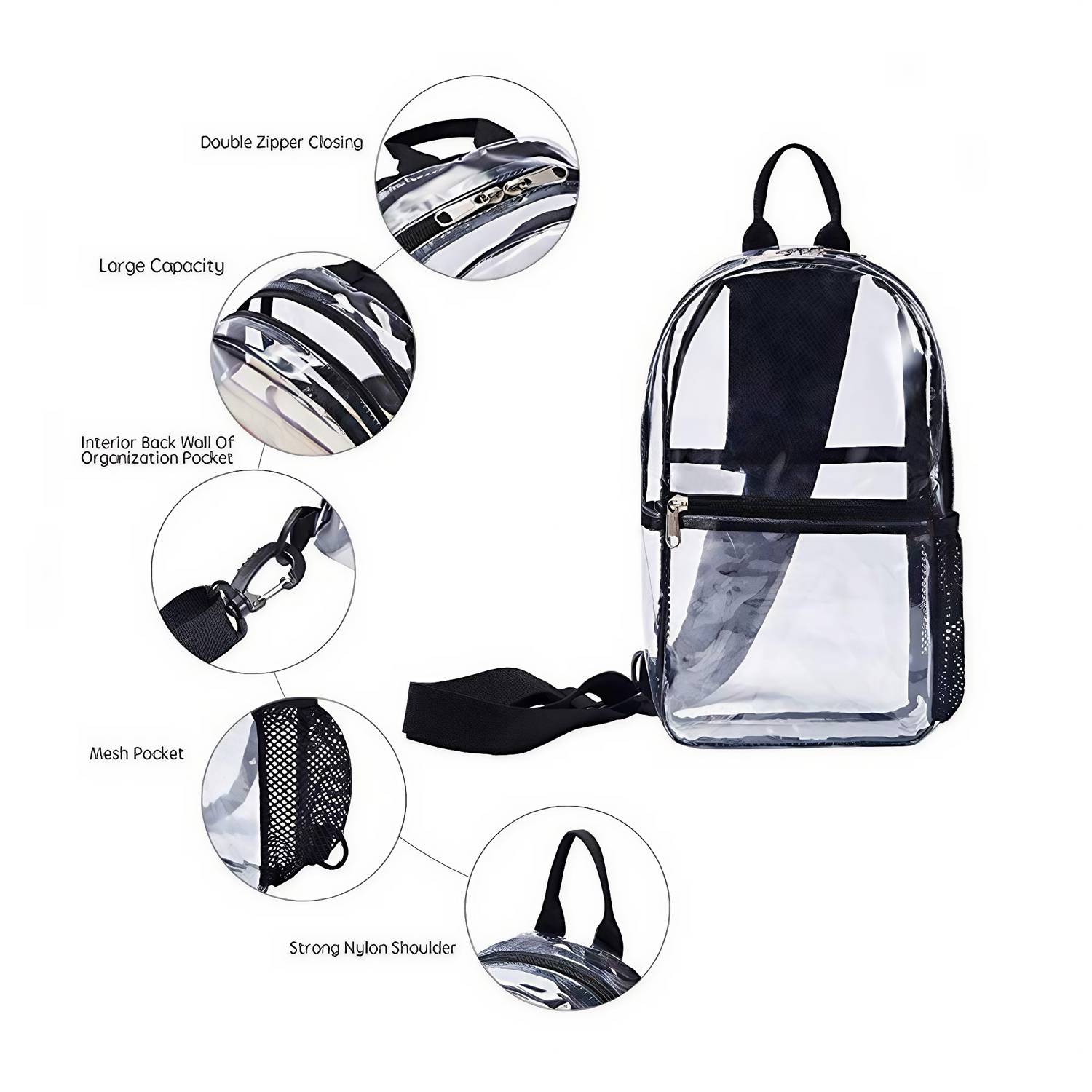 Waterproof Clear PVC Single Shoulder Backpack 8