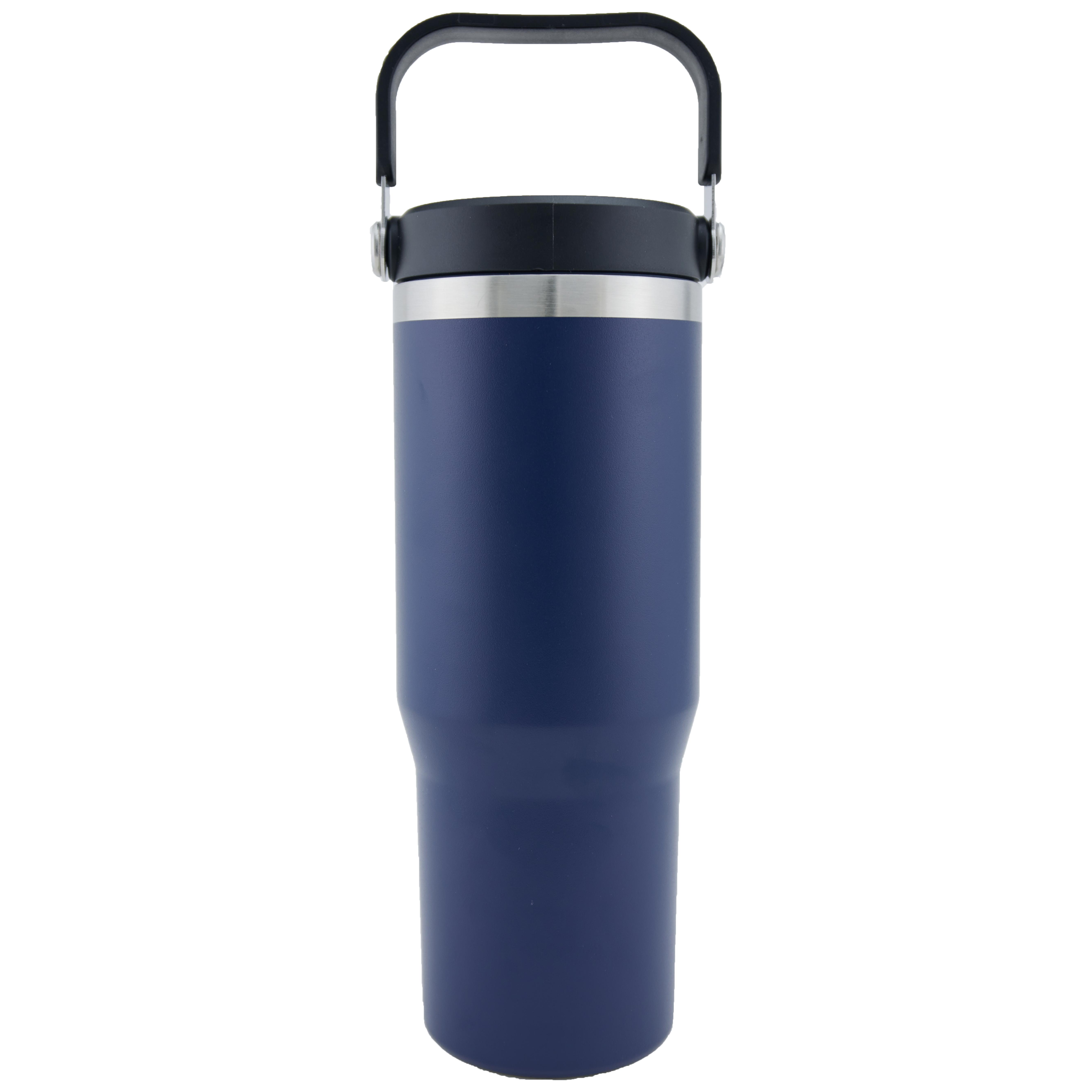 Scenesetter 30oz Double Wall Vacuum Insulated Thermos with Sip Straw and Carrying Handle