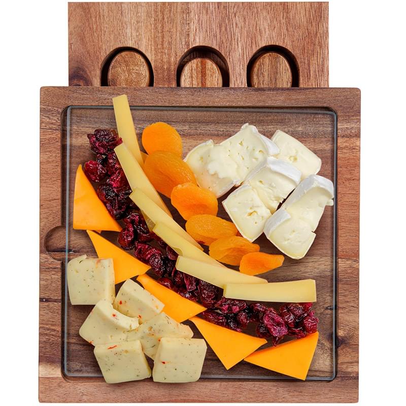 Braemar Glass Cheese Board & Knife Set 1