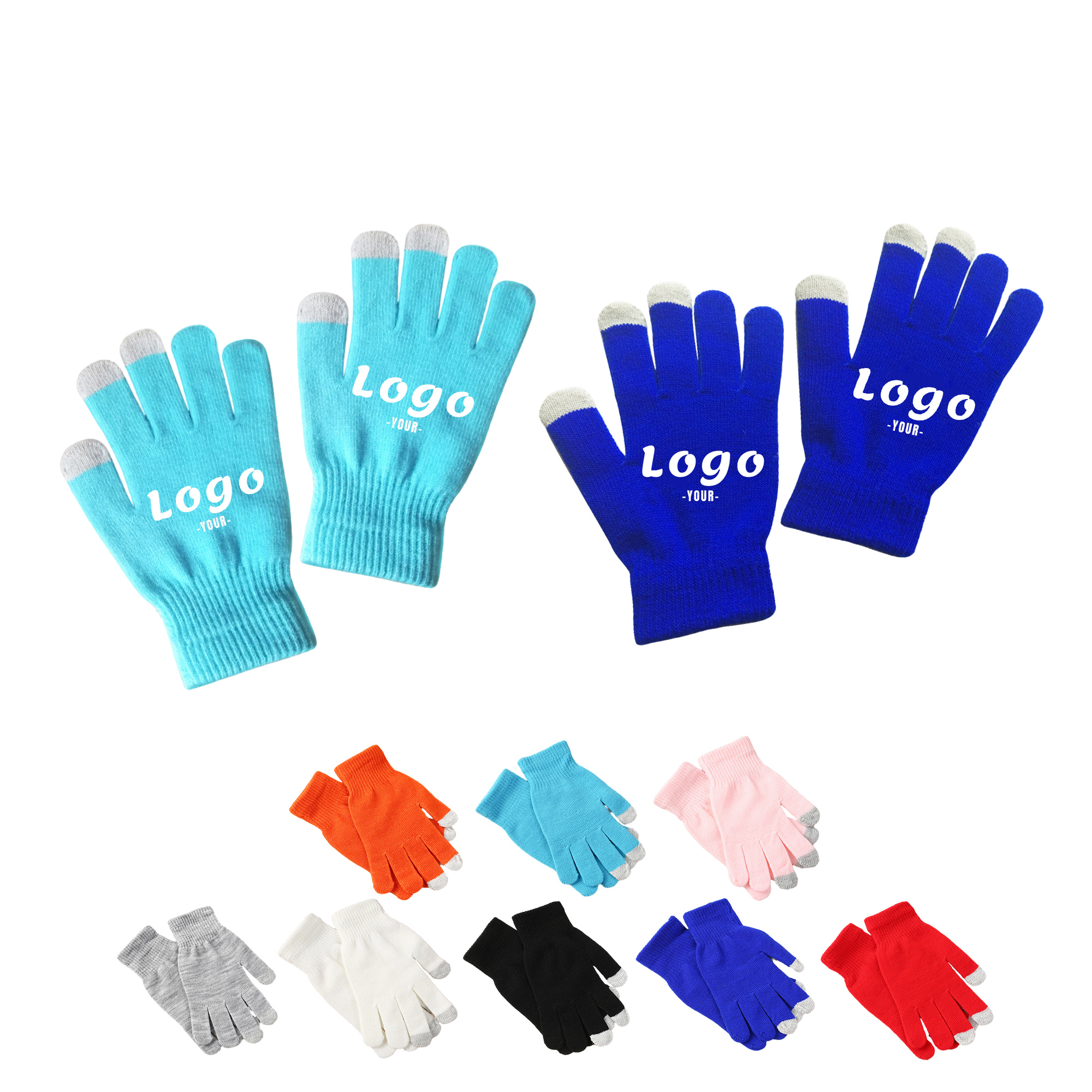 Solid Acrylic Touch Screen Knit Gloves 2