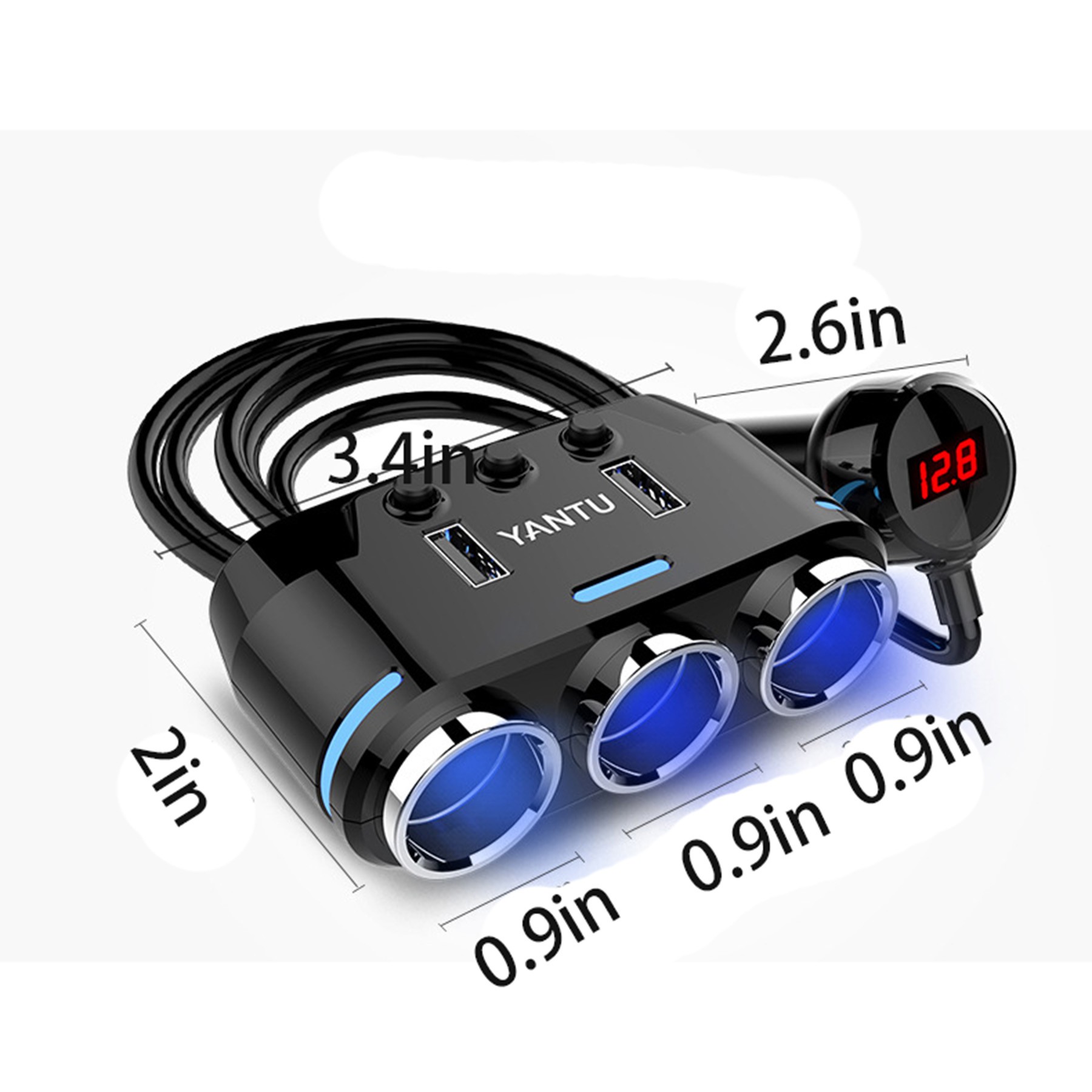 150W Cigarette Lighter USB Charger with 12V USB Socket 1