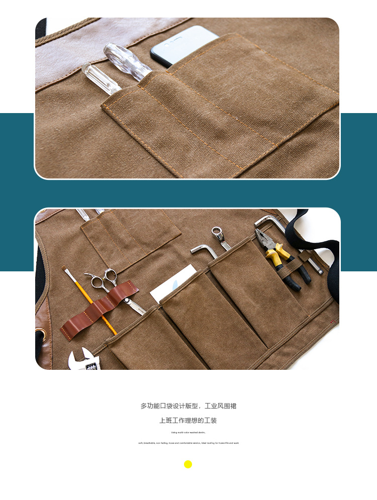 Chef Customized Sleeveless Adjustable Strap Aprons for Men Women / Large Pockets 14