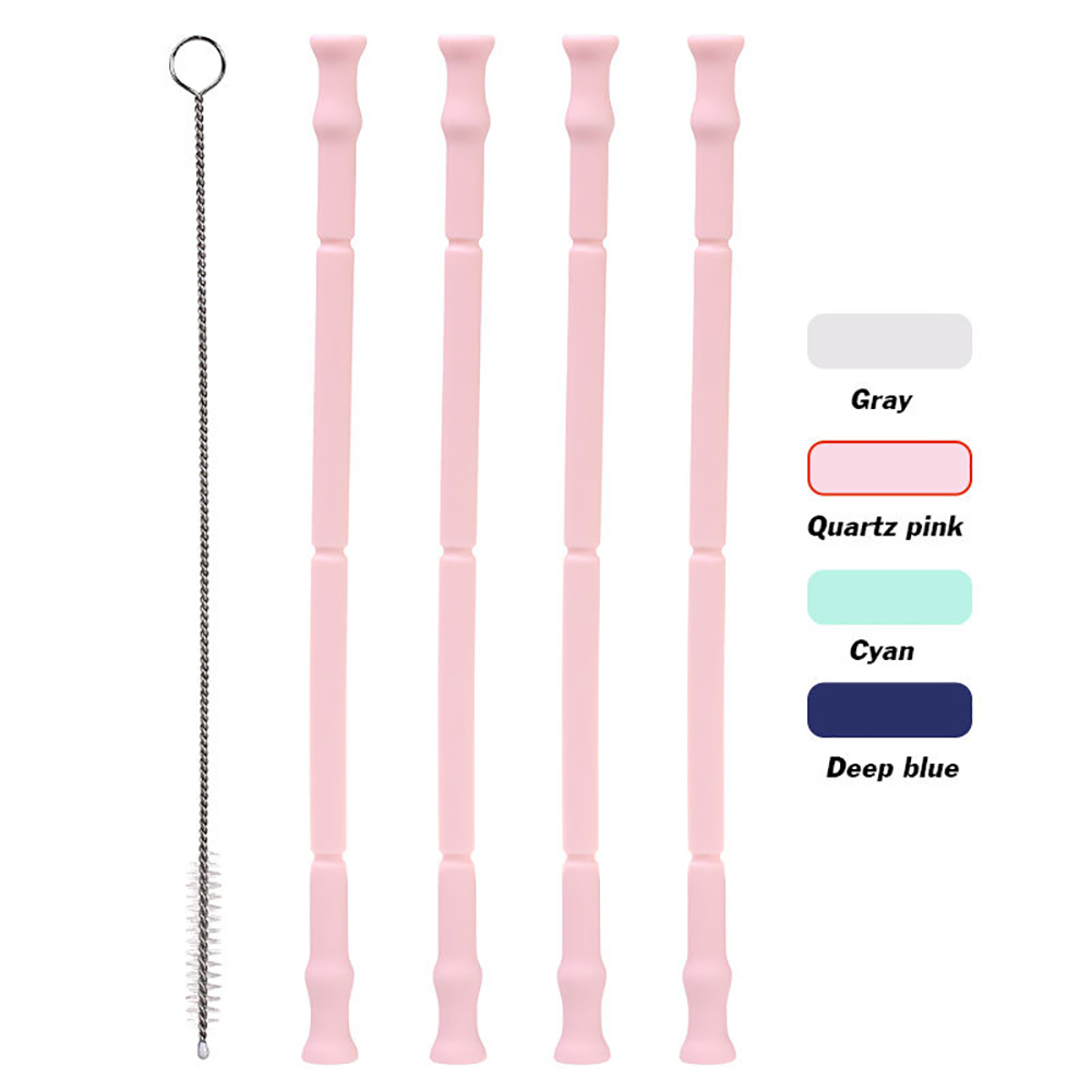 20CM Reusable Folding Silicone Straw Set 4