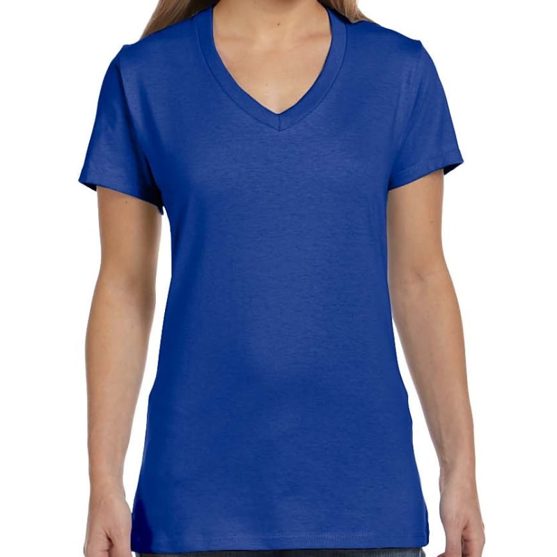 Hanes Ladies 4.5 Oz., 100% Ringspun Cotton Nano-T® V-Neck T- 6