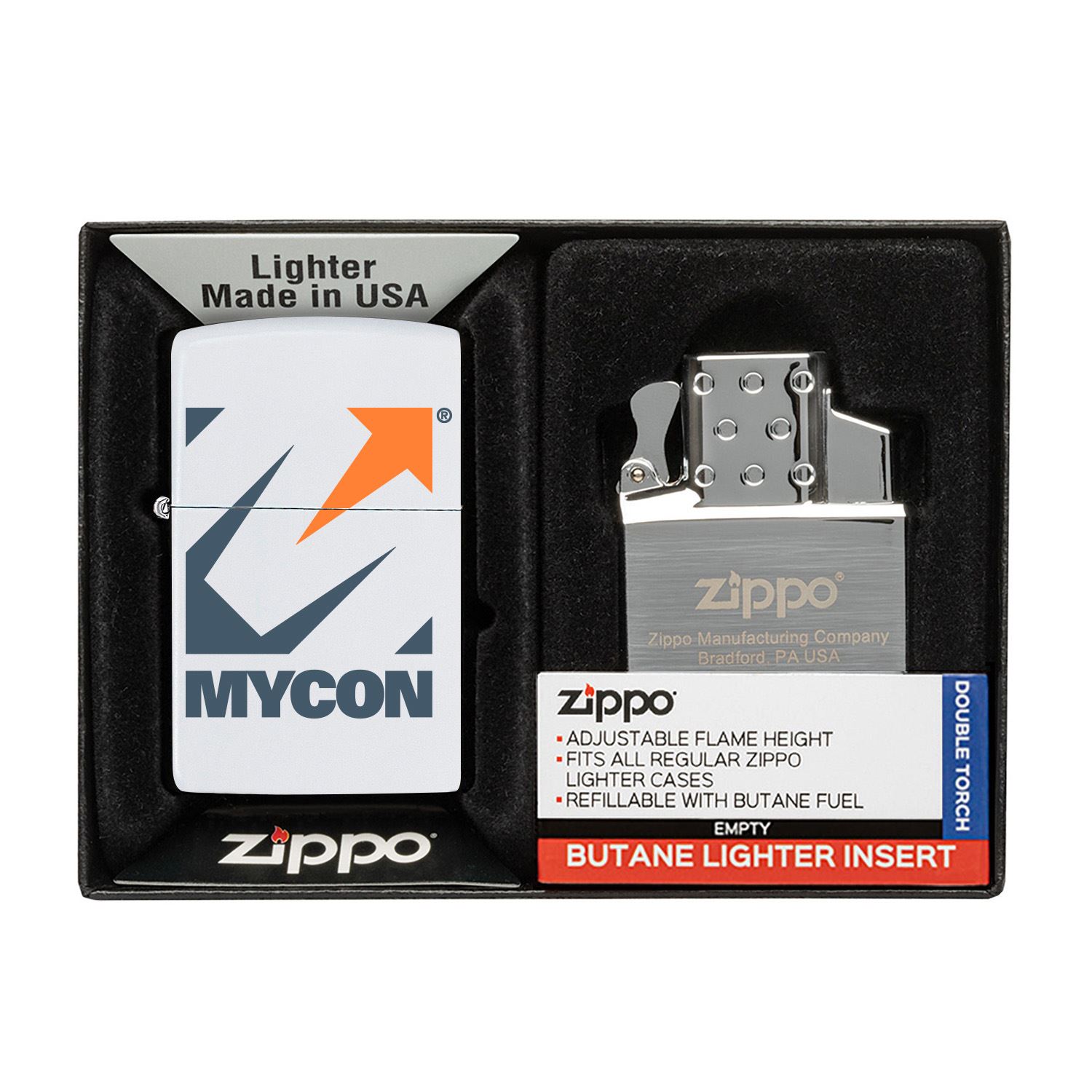 Matte Zippo® Lighter & Double Butane Insert Gift Set 16