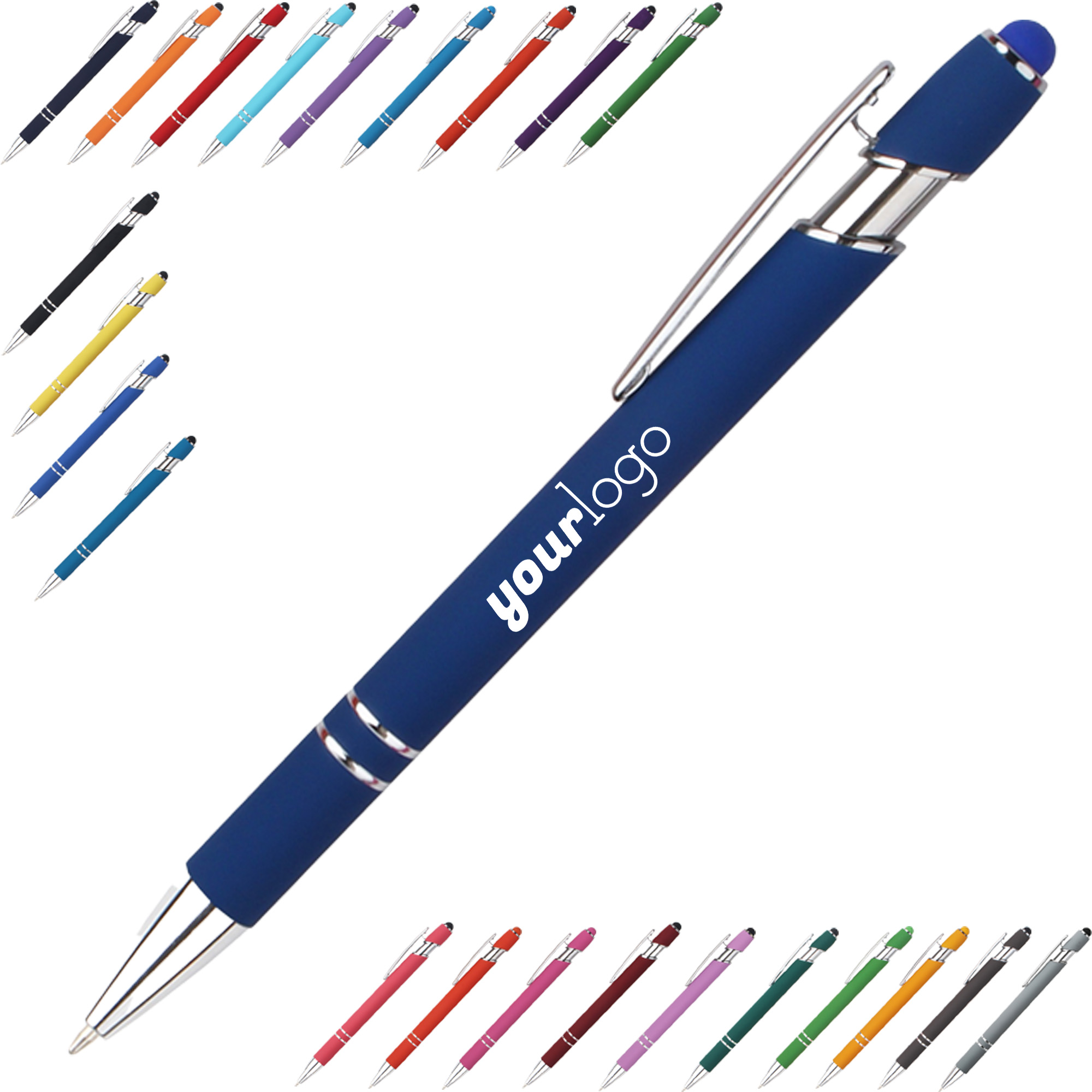 2-in-1 Stylus And Ballpoint Pen Metal Barrel Black Ink 16