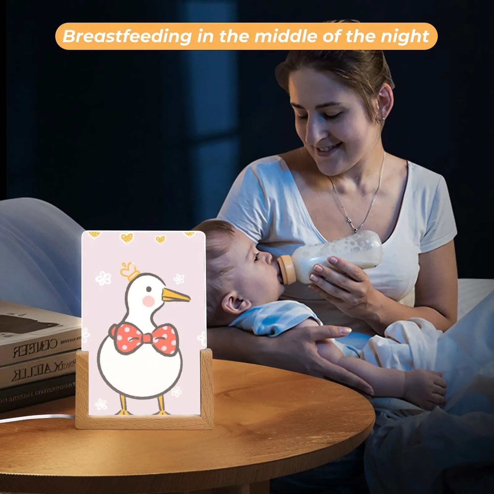 Acrylic LED Night Light with Wooden Base 4