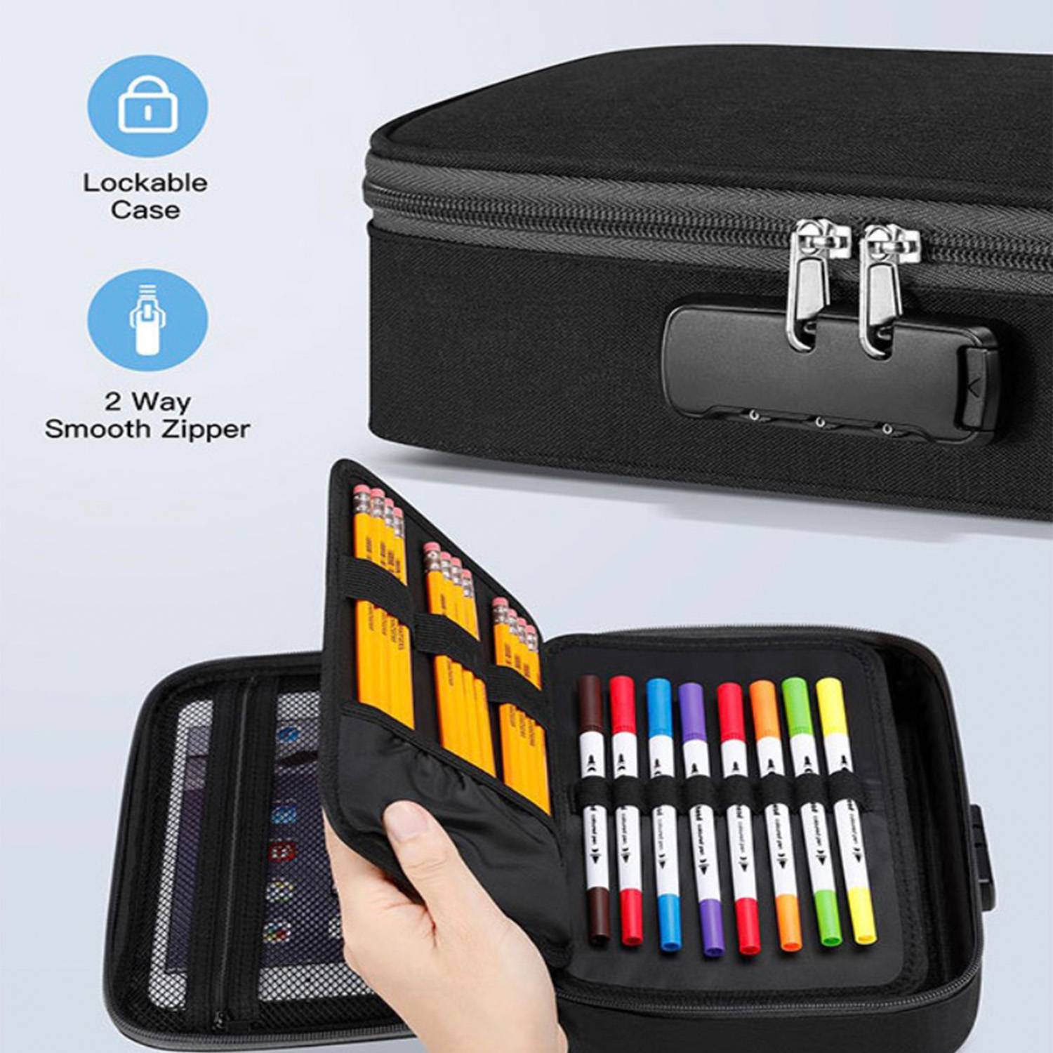 Large Capacity Pencil Pouch Case with Lock 6