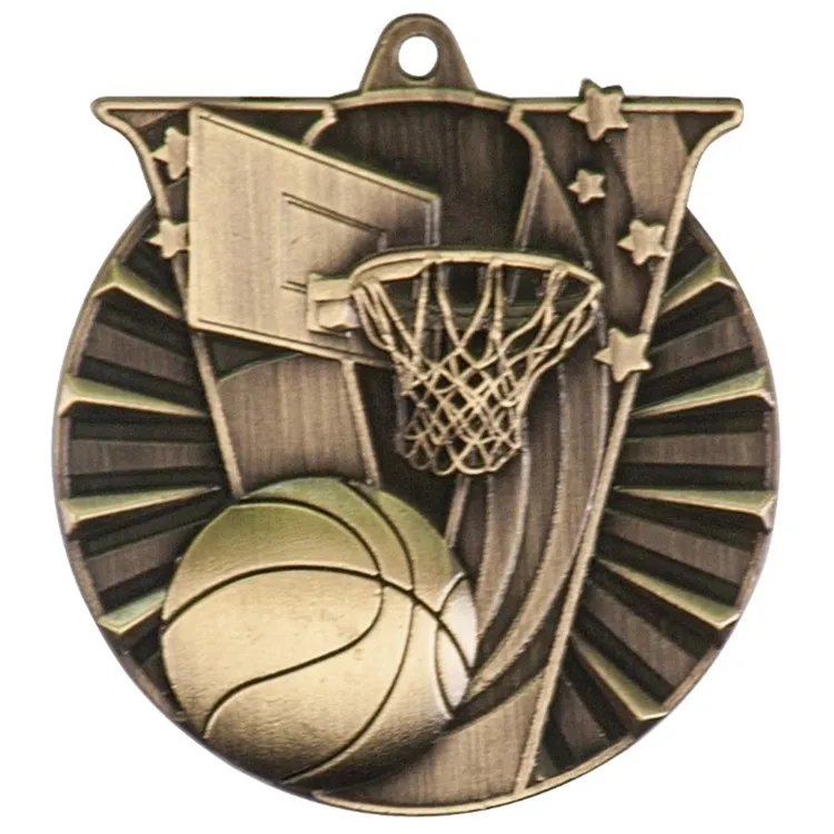 2" Antique Finish Basketball Victory Medal 2