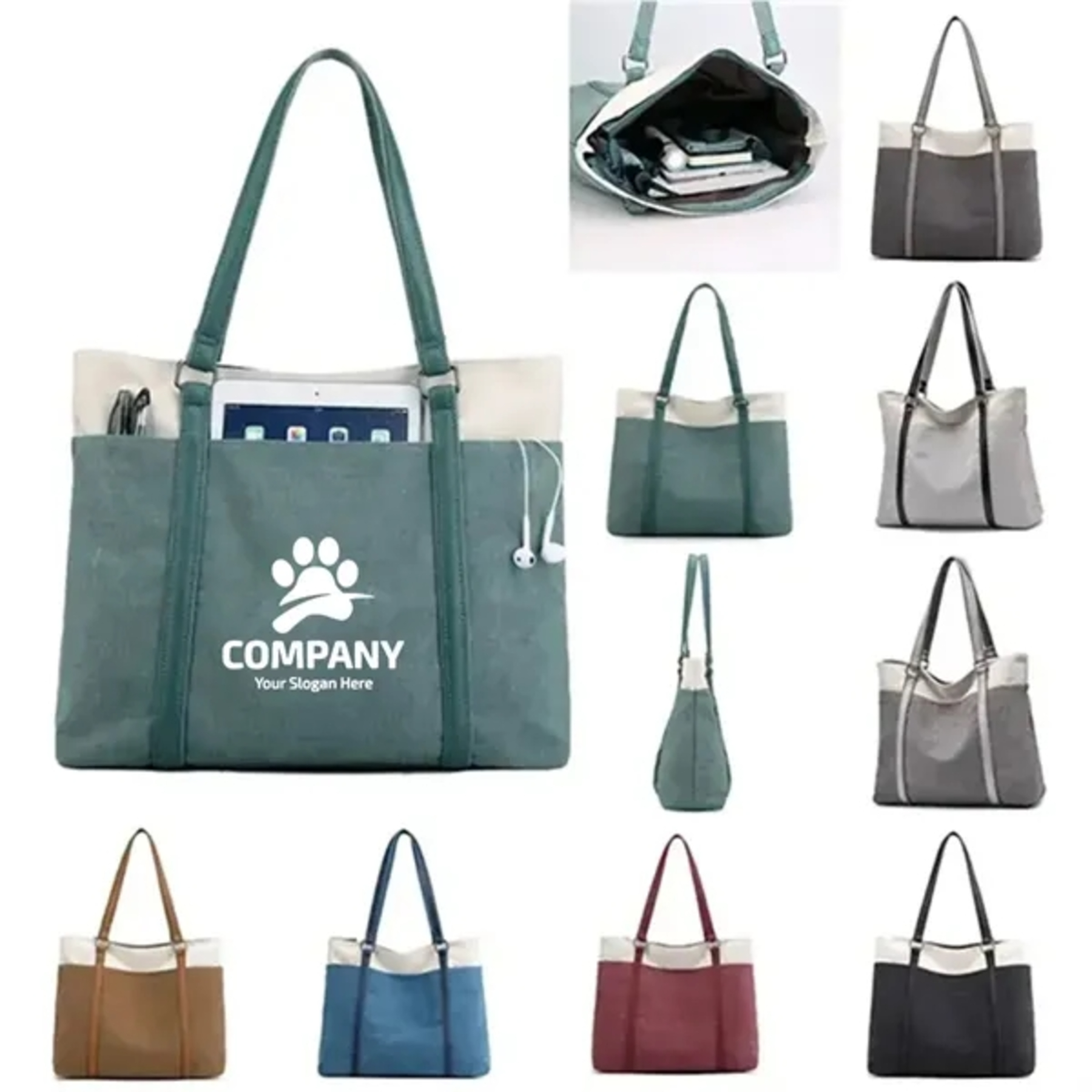 Retro Canvas Tote Bag With Handles
 1