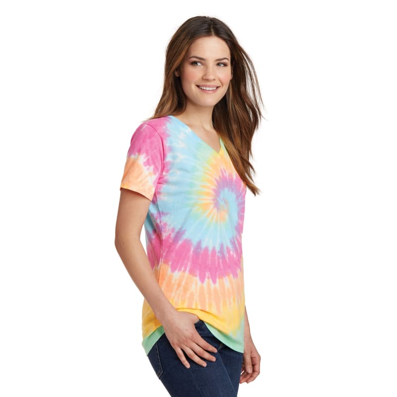 Port & Company Women's Tie-Dye V-Neck Tee. 68