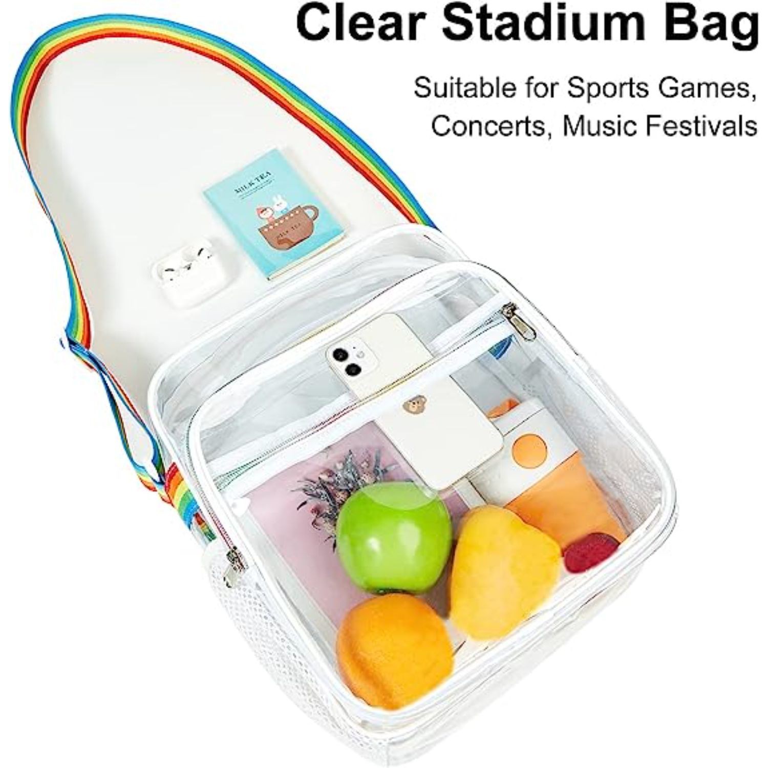 Crossbody Messenger Clear PVC Shoulder Stadium Approved Bag with Mesh Pockets 4