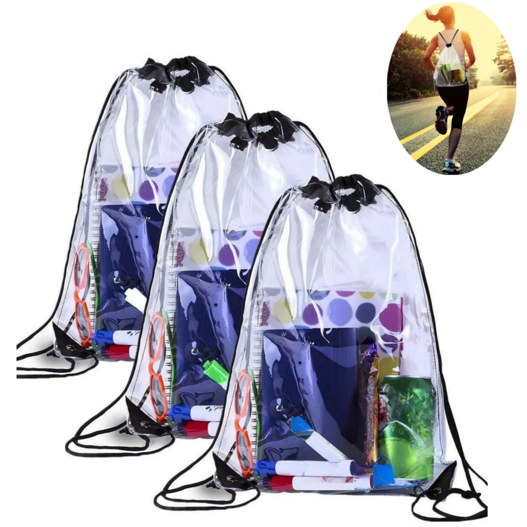 Waterproof PVC Clear Drawstring Bag 5
