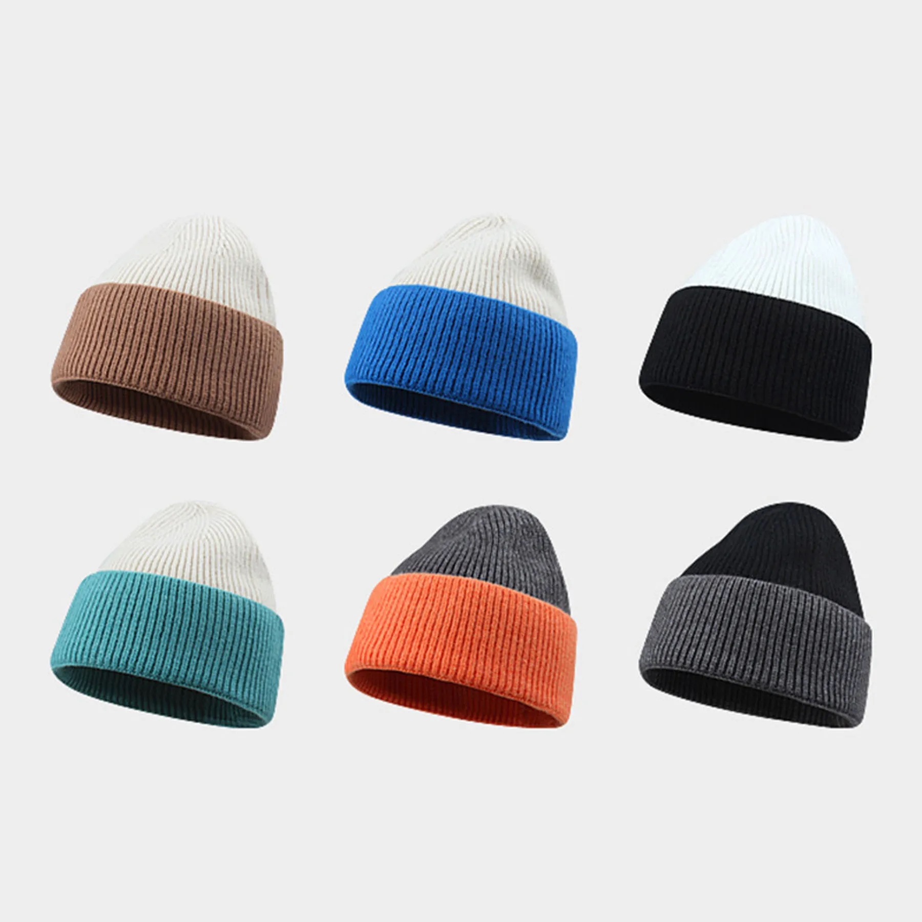 Color Block Double-Layer Knitted Hat 2