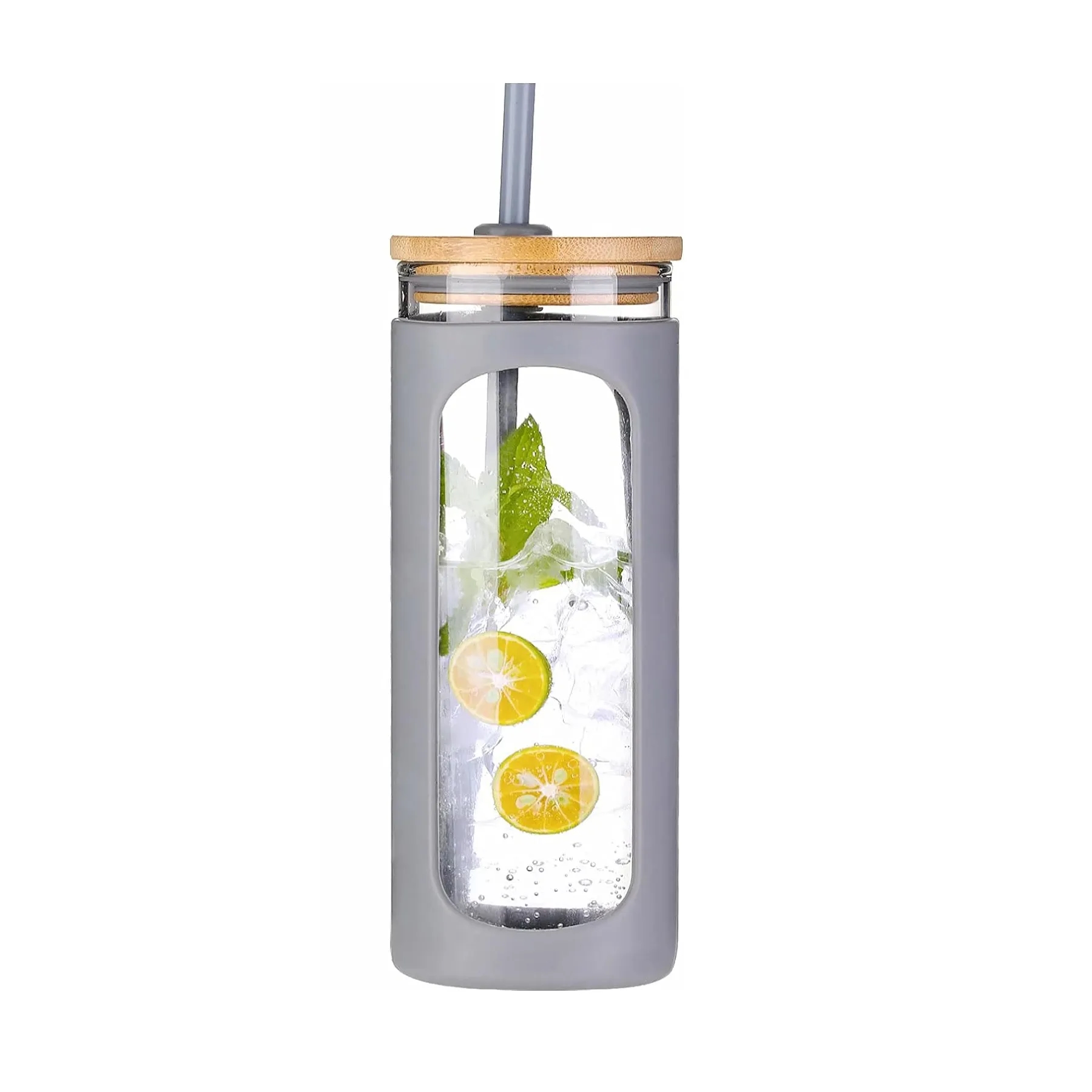 20oz Glass Water Bottle with Straw 7