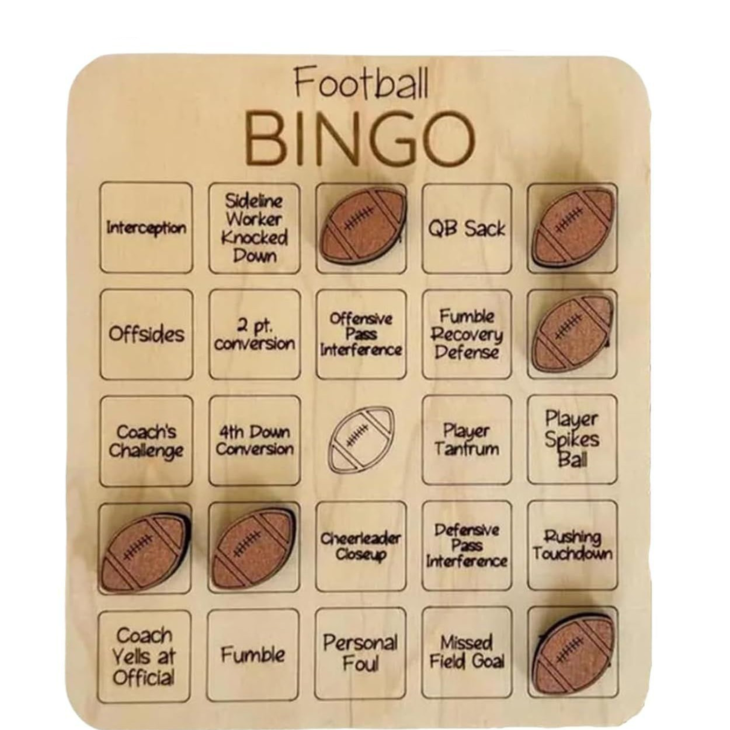 Creative Football Bingo Game Wooden Tic-Tac-Toe Board 2