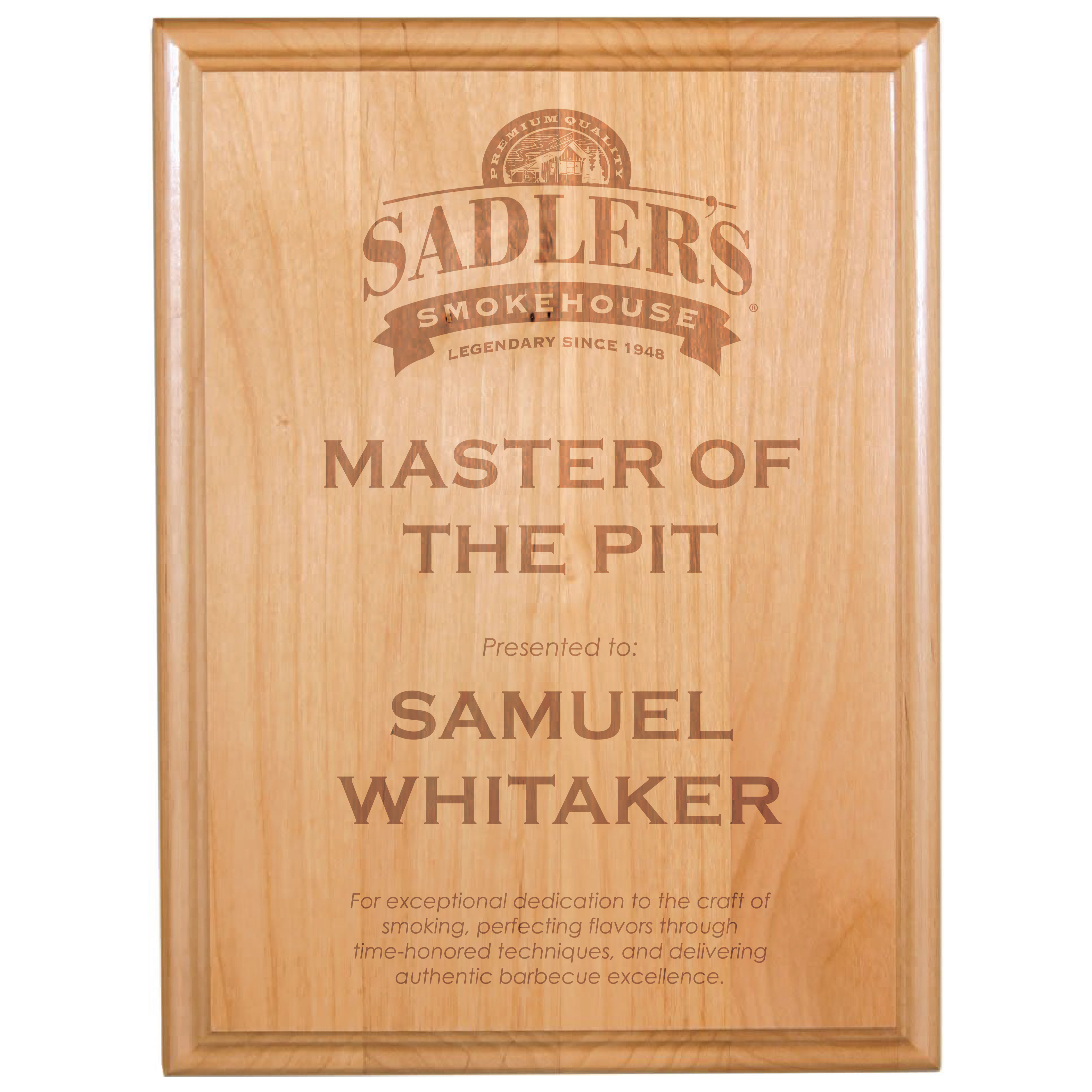 9" x 12" All American Red Alder Plaque 2