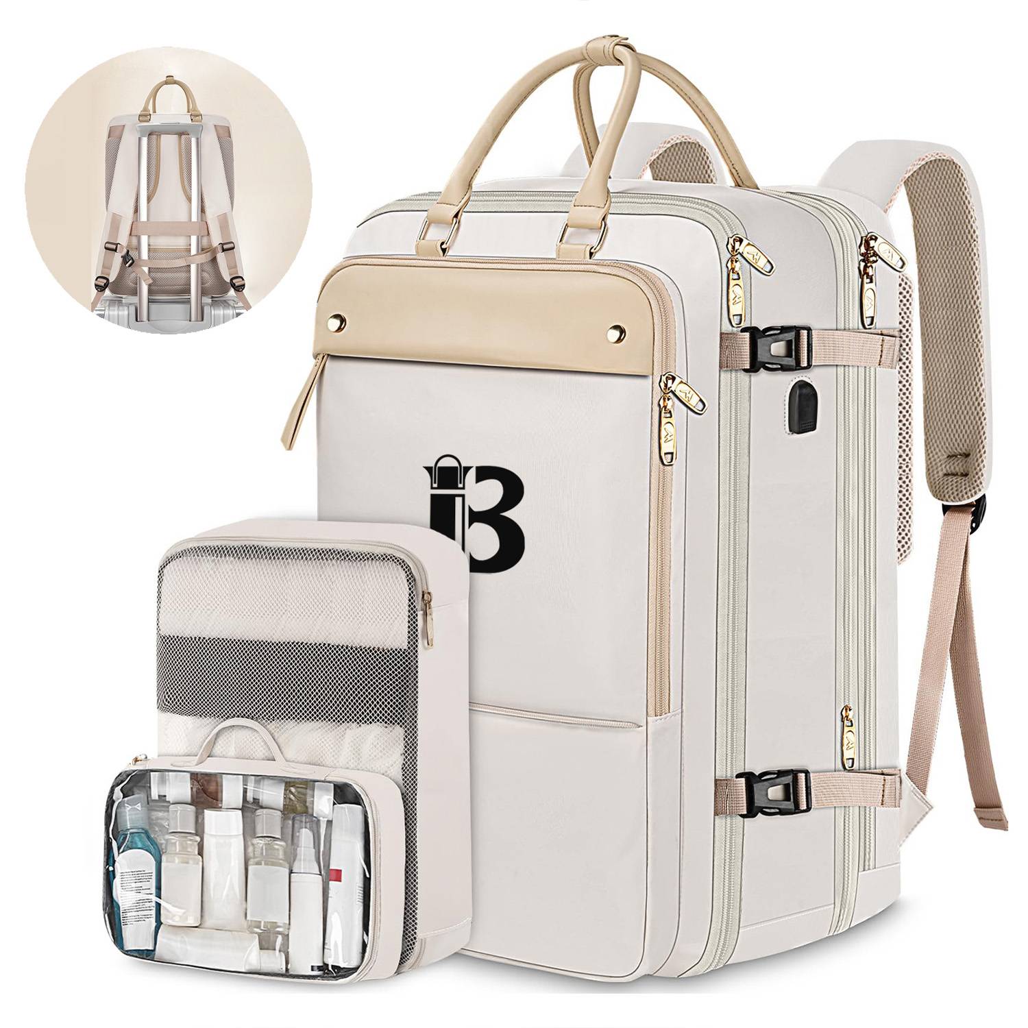 Large Capacity Nylon Travel Backpack w/ USB Port 3