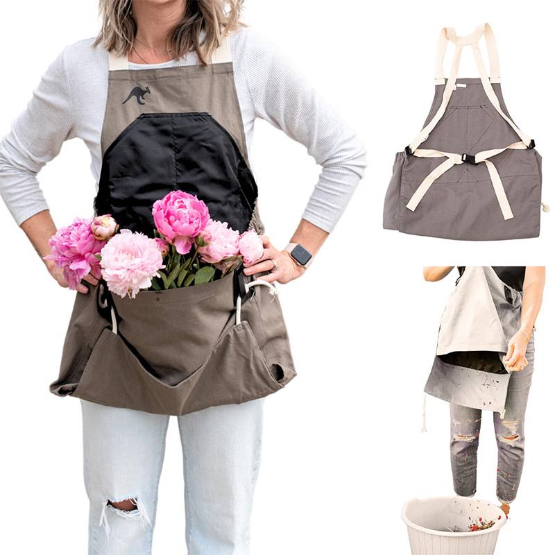 Adjustable Cotton Canvas Gardening Apron w/ Pockets 6