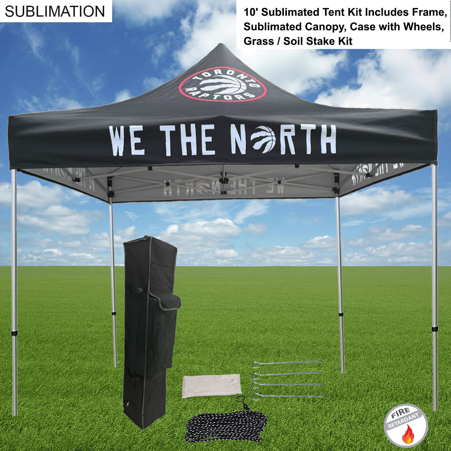 10' Premium Sublimated Tent Kit, Includes Premium 40mm Aluminum Frame, Canopy, Case, Grass Stake Kit 21