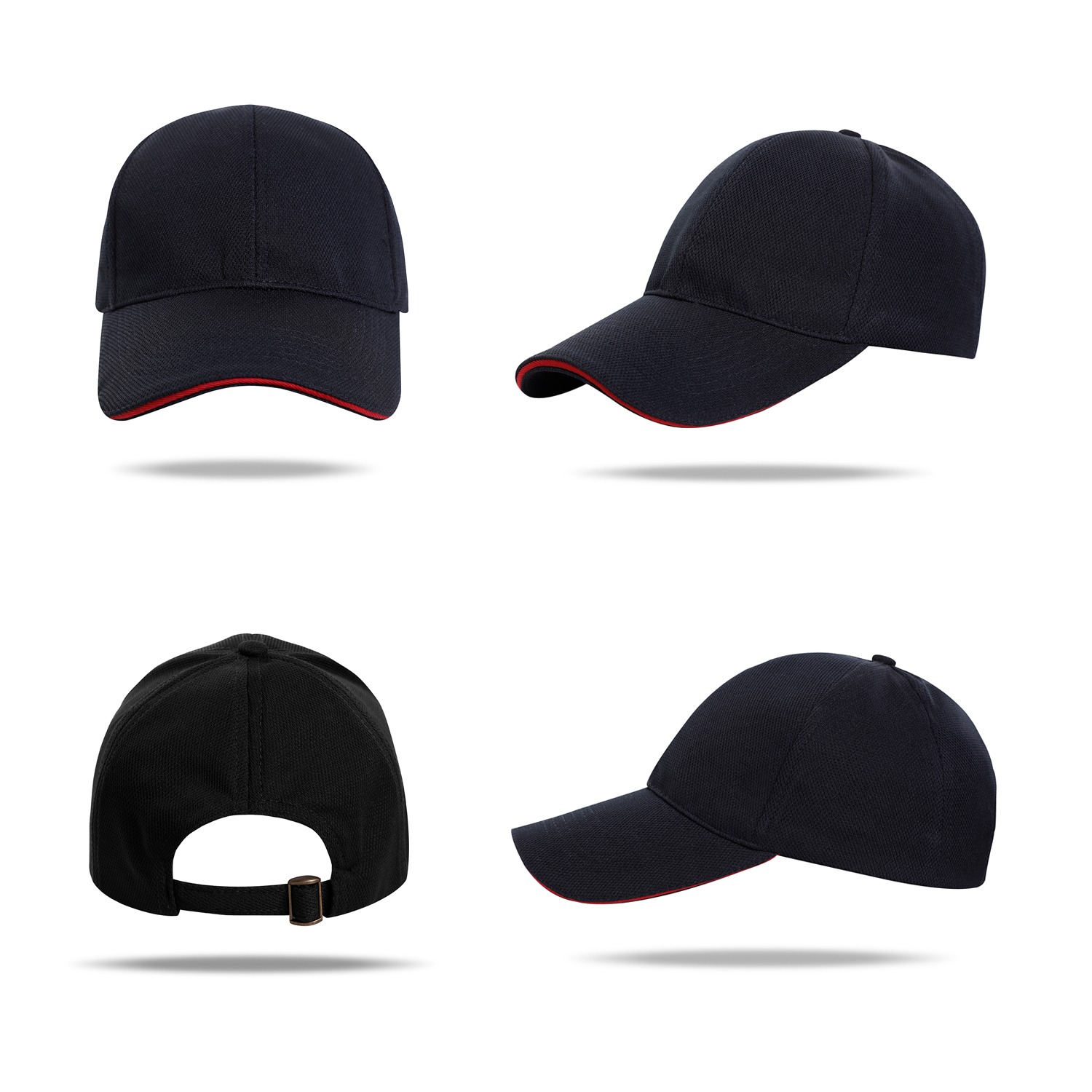 Stock Solid Color Quick Dry Poly 6 Panel Cap w/Single Buckle Back Fastener 2
