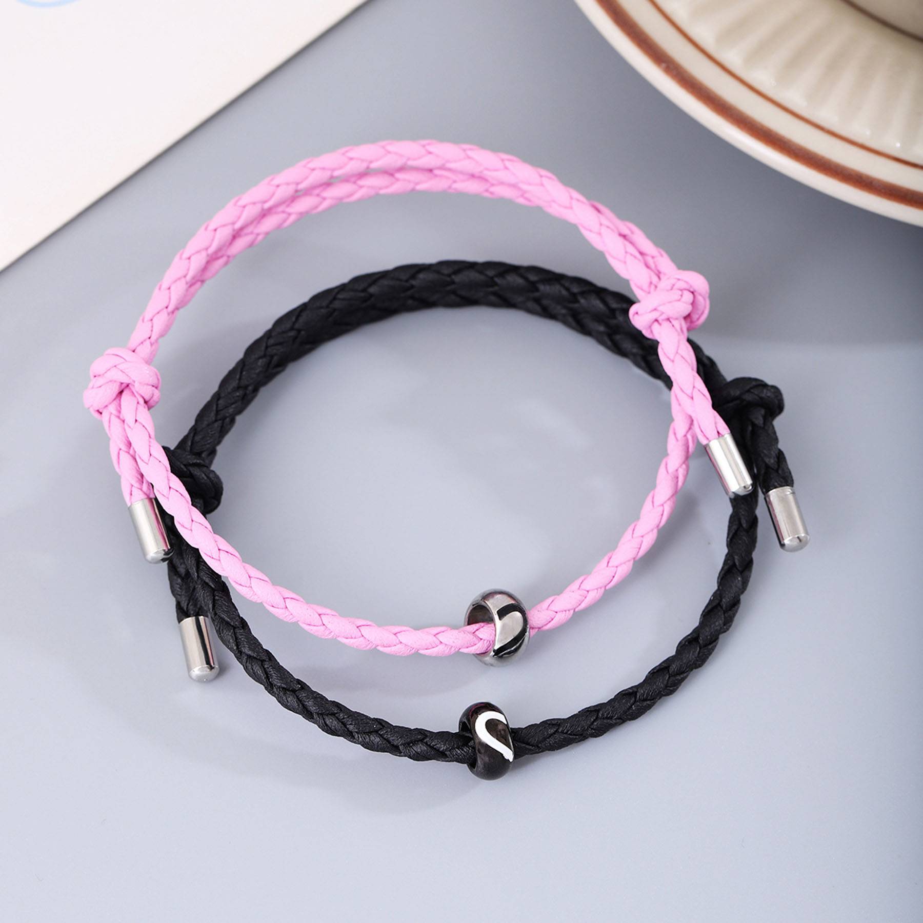 PU woven leather couple bracelet 8