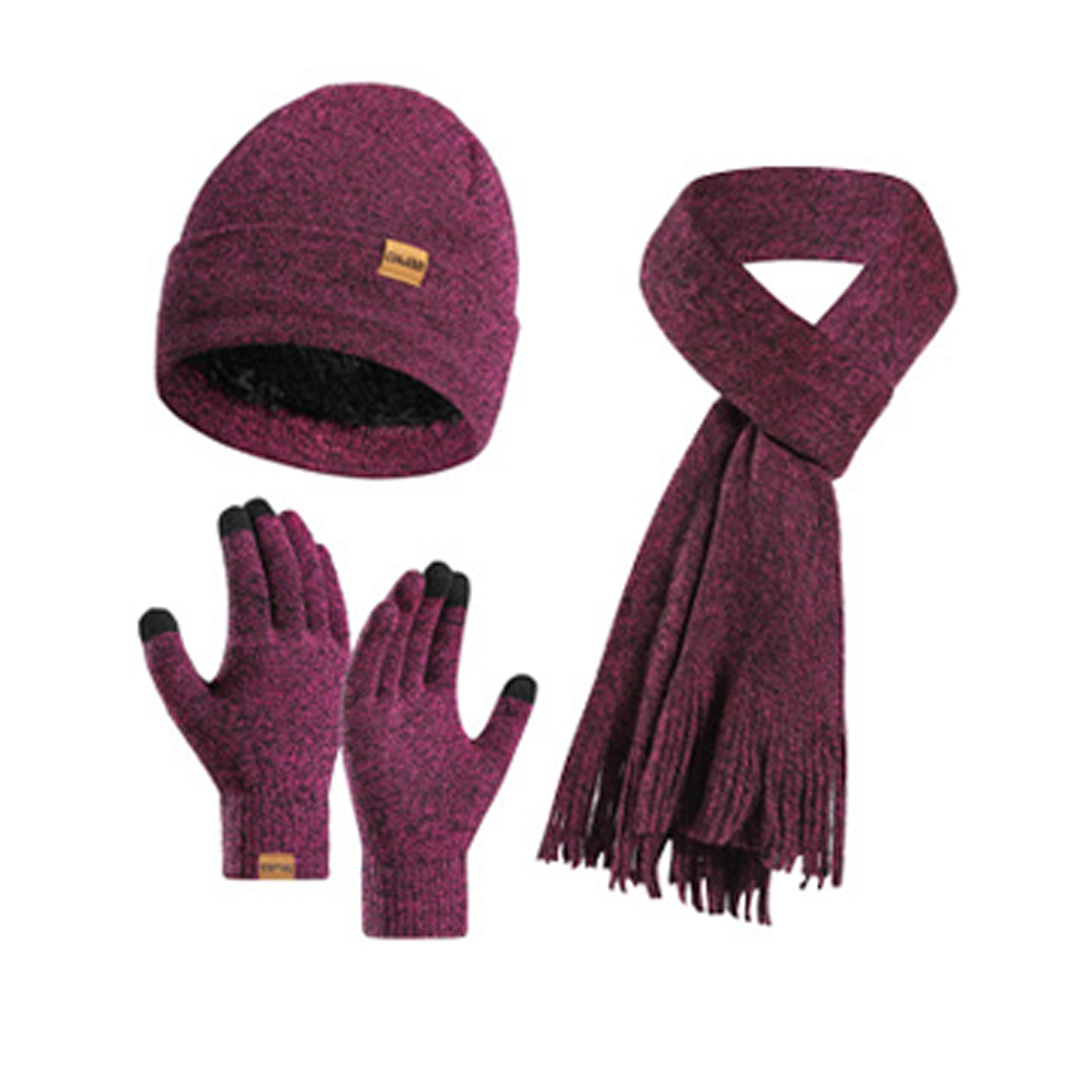 Beanie Hat Scarf Touch Screen Gloves Set 7