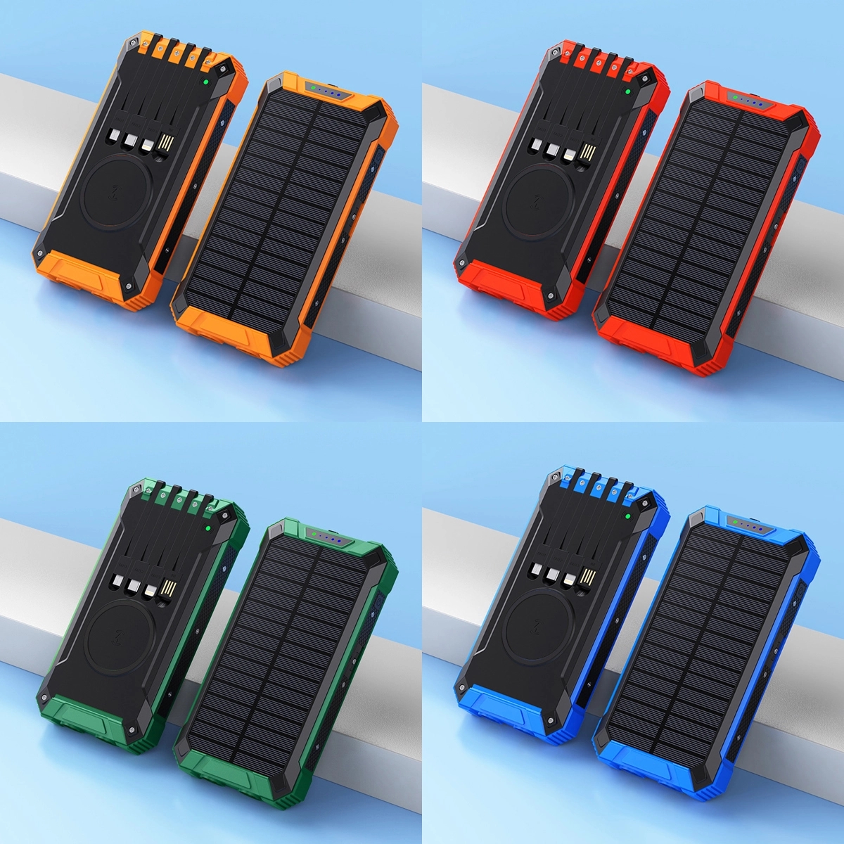 Solar Phone Charger 20000Mah Built-In Cables 3