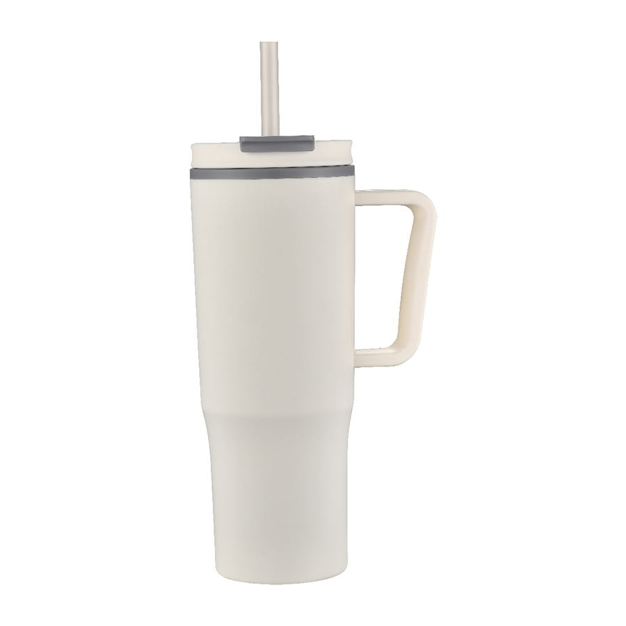 EcoSip 30oz Double Wall Plastic Travel Tumbler with Handle & Straw 6