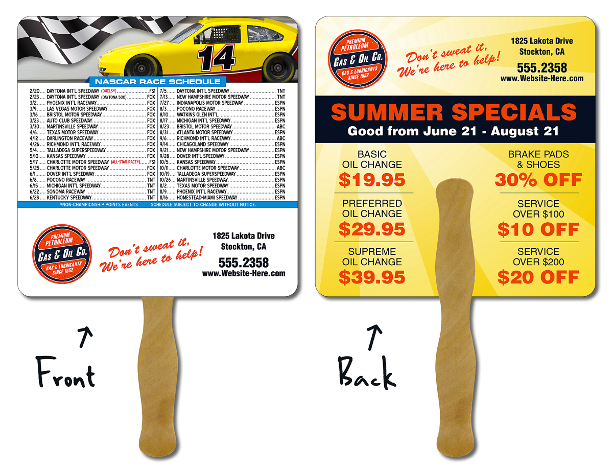 NASCAR Schedule Hand Fan - 8x8 Square (Round Corners) Laminated - 14 pt. 3