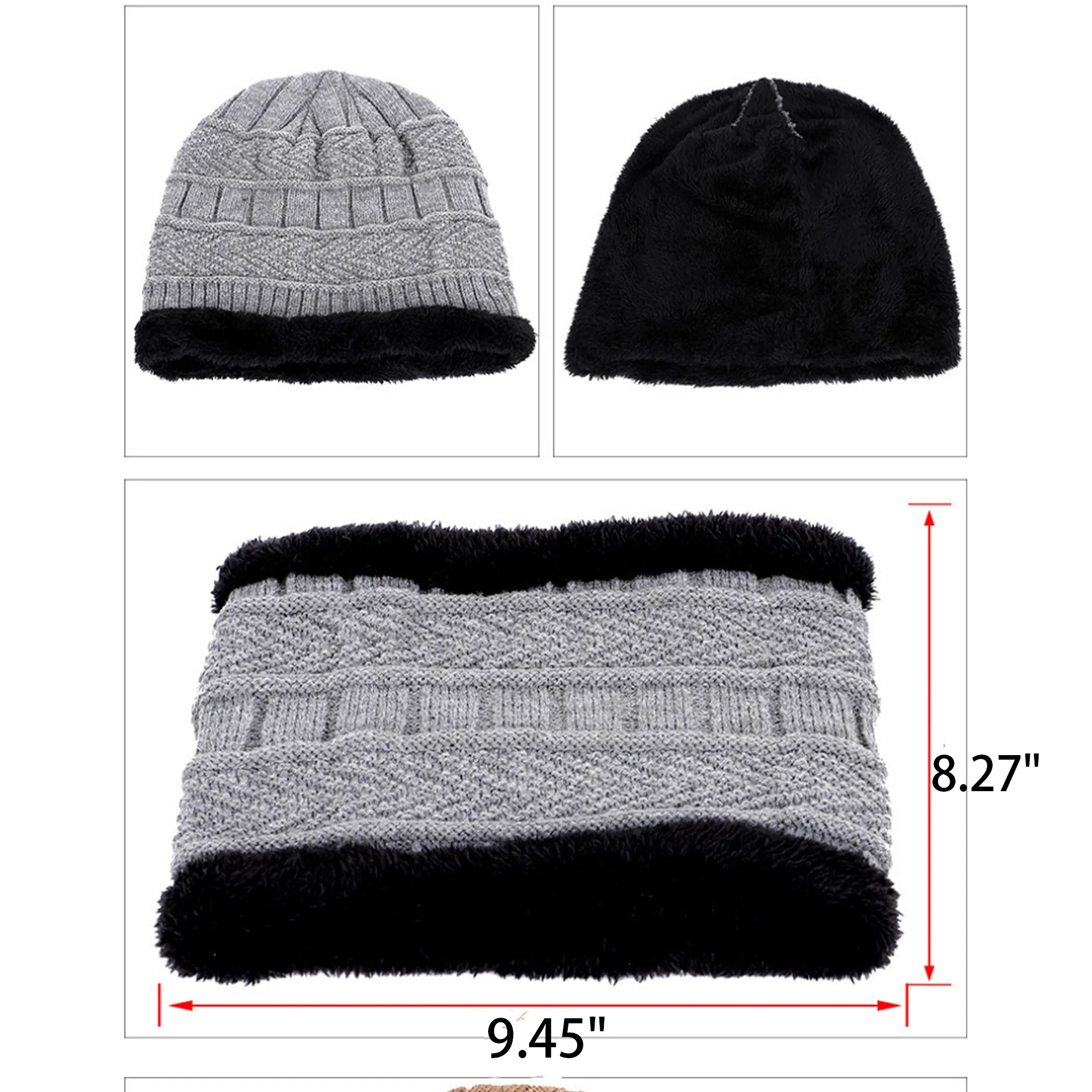 Beanie Hat Scarf Neck Warmer Set 5