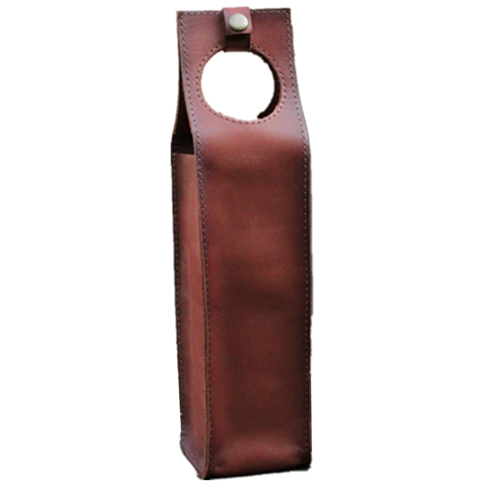 Rectangle Leather Wine Holder With Handle 2