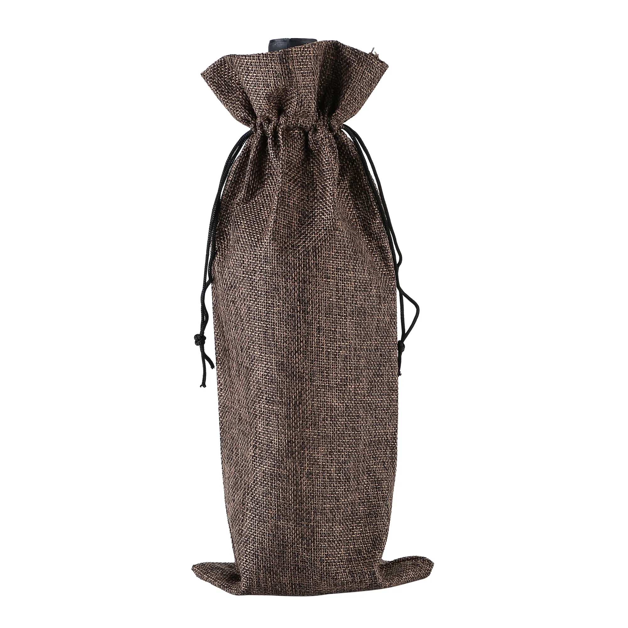 MOQ50 Burlap Drawstring Wine Bottle Gift Bags 13