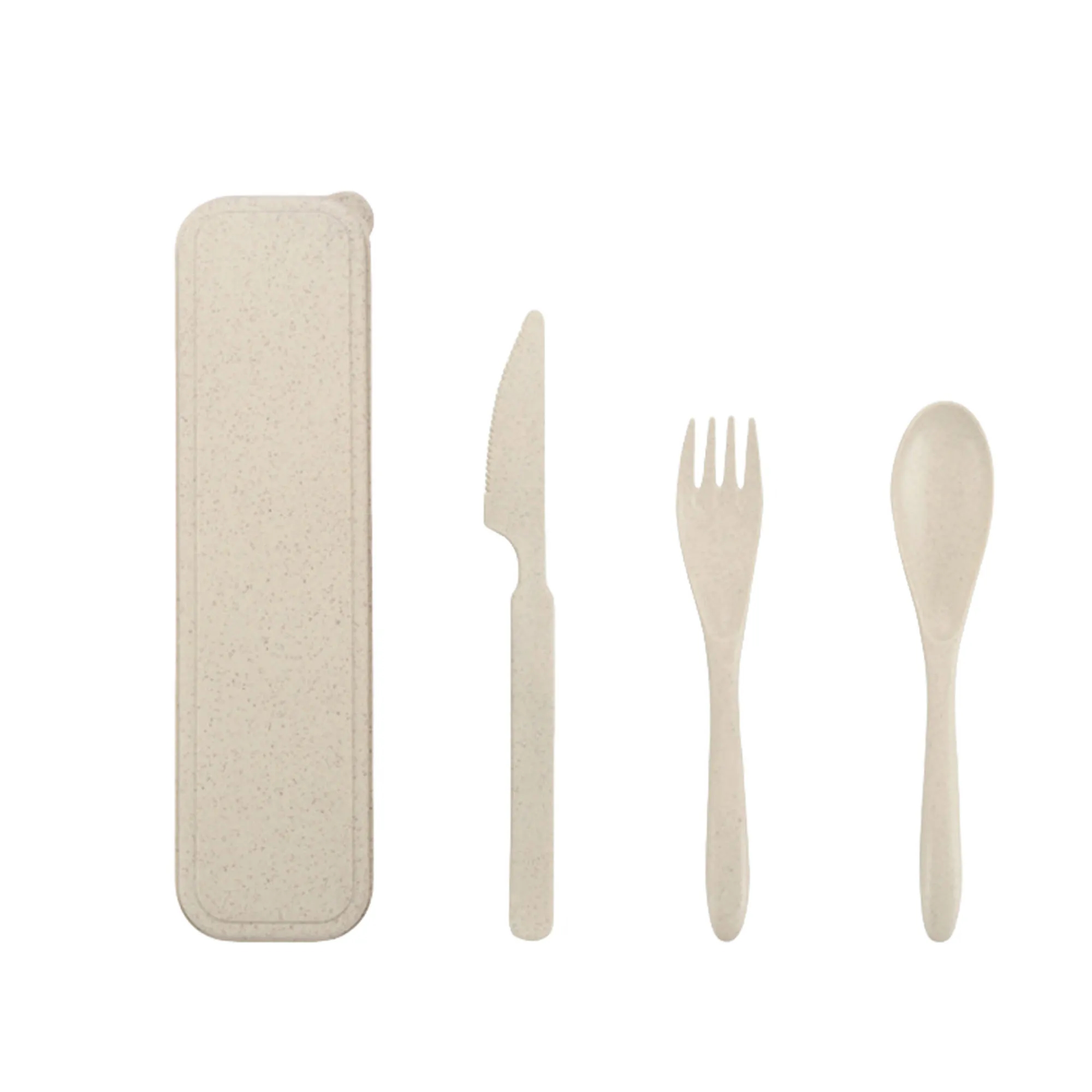 4 Pcs Portable Wheat Straw Cutlery Set With Case 4