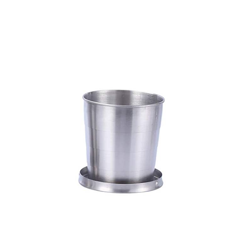 250ML Travel 304 Stainless Steel Collapsible Cup w/ Metal Keychain 10