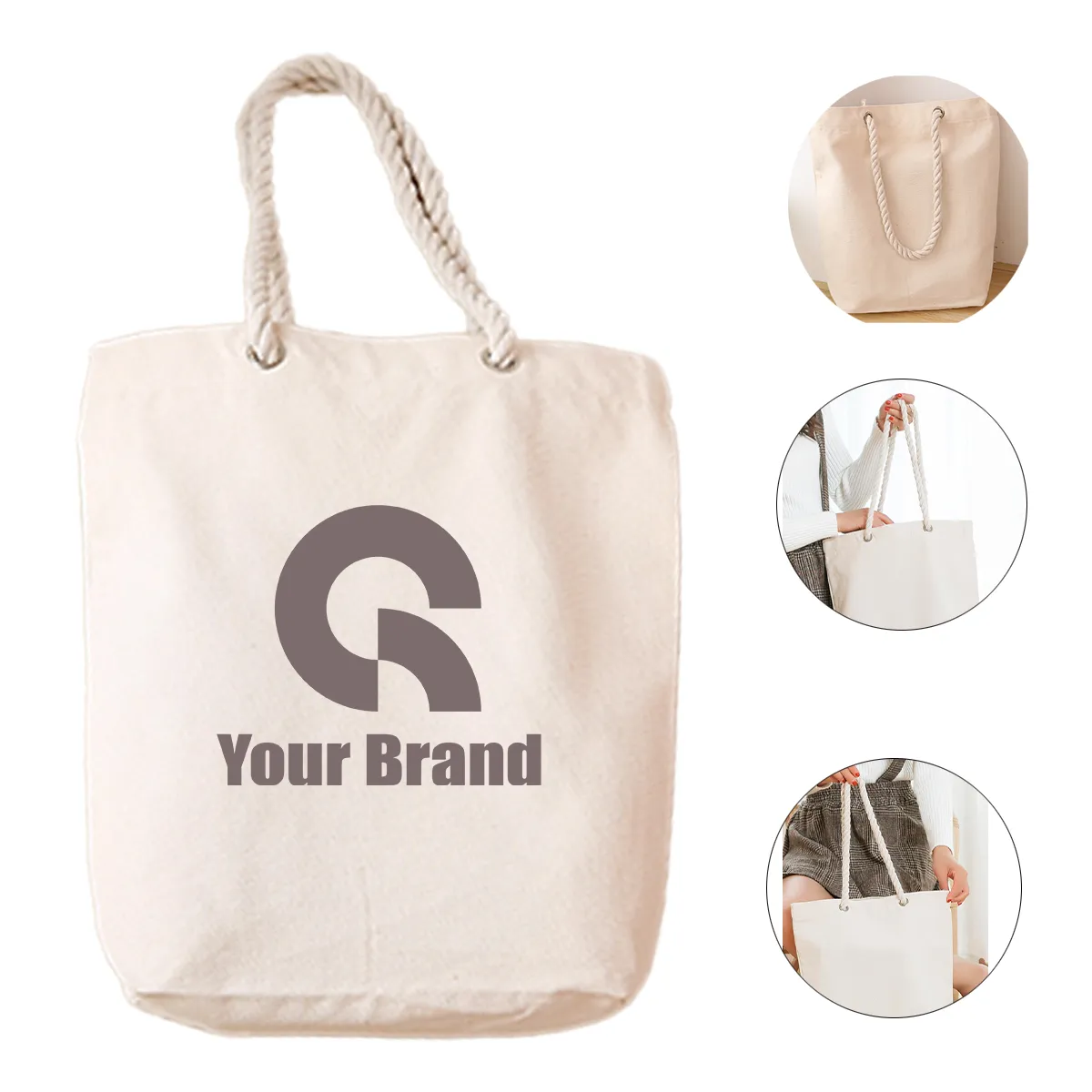 Reusable Canvas Beach Rope Handle Bulk Tote Bag 2