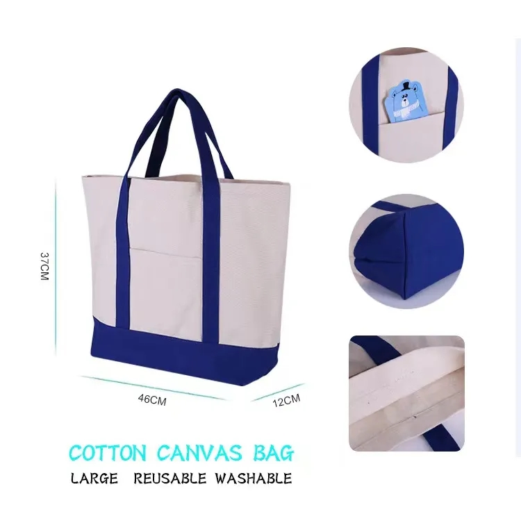Classic Two-Tone Canvas Tote Bag, custom tote bag with logo imprint 3