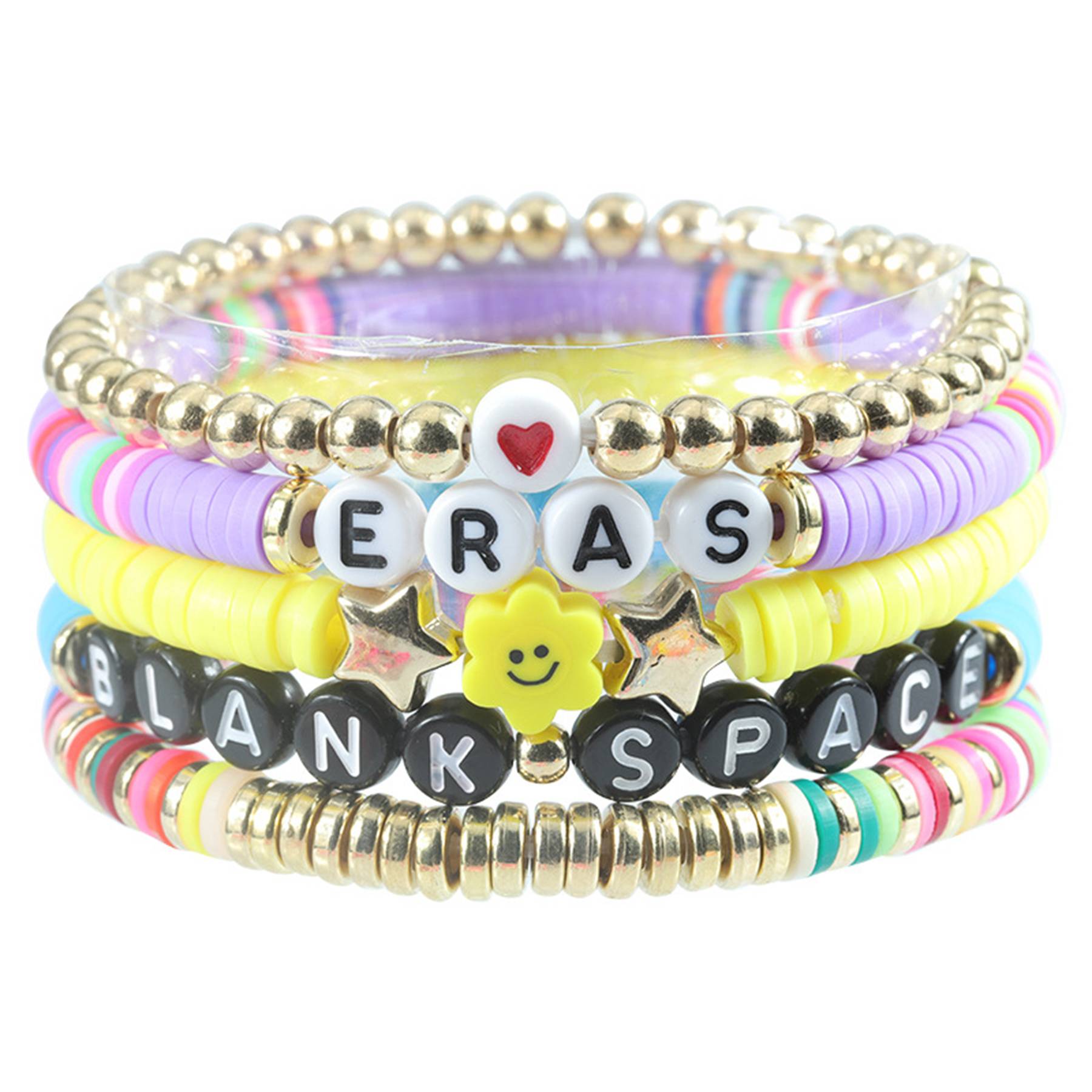 Plastic Stretch statement coloured letter beaded bracelet 11