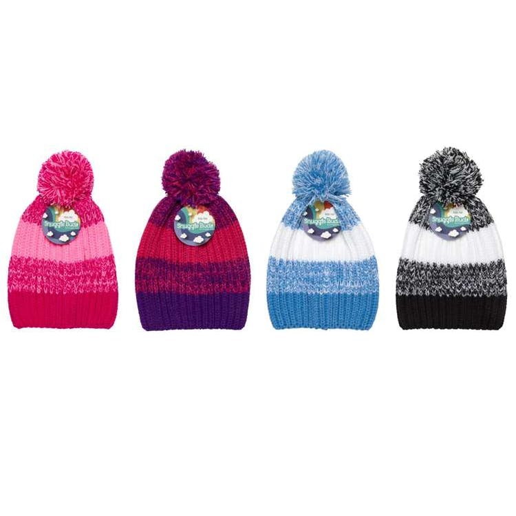 Kids Knit 2-Tone Stripe Hats Assorted Colors 2